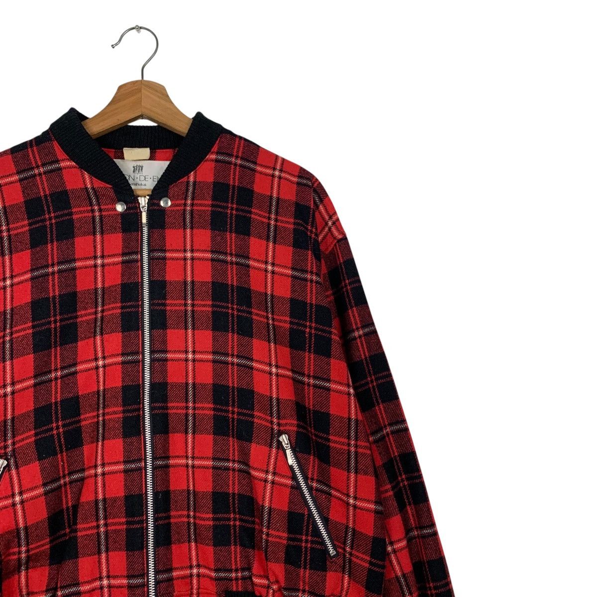 Japanese Brand SAISON DE ELLE SENSHUKAI Red Check Bomber Jacket #2302-C102 Size M / US 6-8 / IT 42-44 - 5 Thumbnail