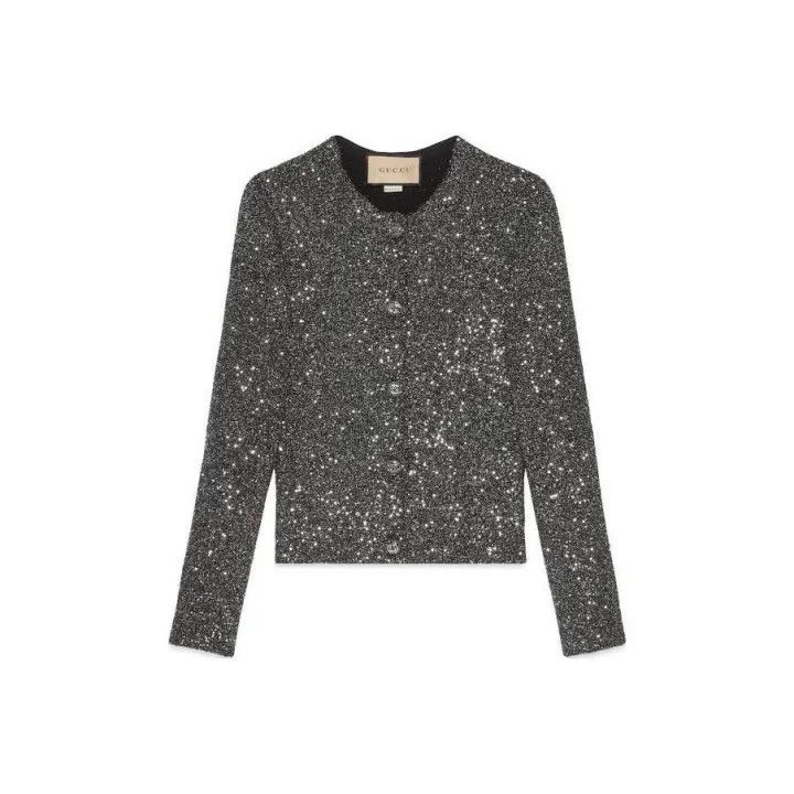 Gucci Gucci Sparkling Gray Cardigan Sweater Size L / US 10 / IT 46 - 1 Thumbnail