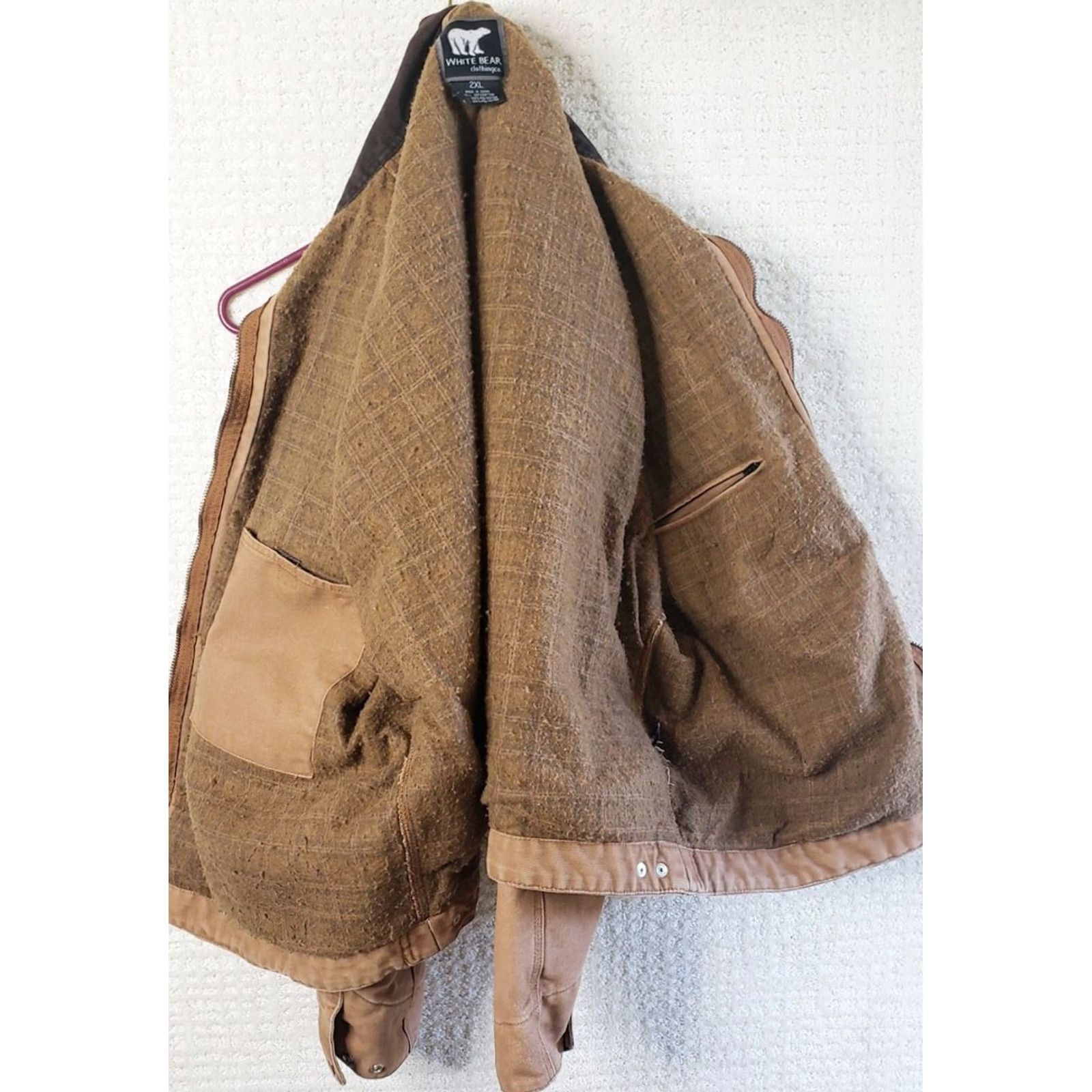 Camel VINTAGE White Bear Clothing Co. Men's Work Coat Canvas 2XL Brown Camel Quilt Lined Coat Size US XXL / EU 58 / 5 - 7 Thumbnail