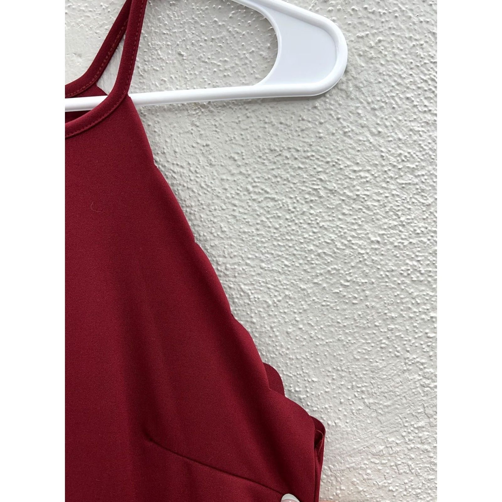 Vintage Womens Unbranded Dress Halter Top Scallop Cut Red Size Medium Dress Red Sleeveless A-Line Zipper back Womens XS? Size M / US 6-8 / IT 42-44 - 3 Thumbnail