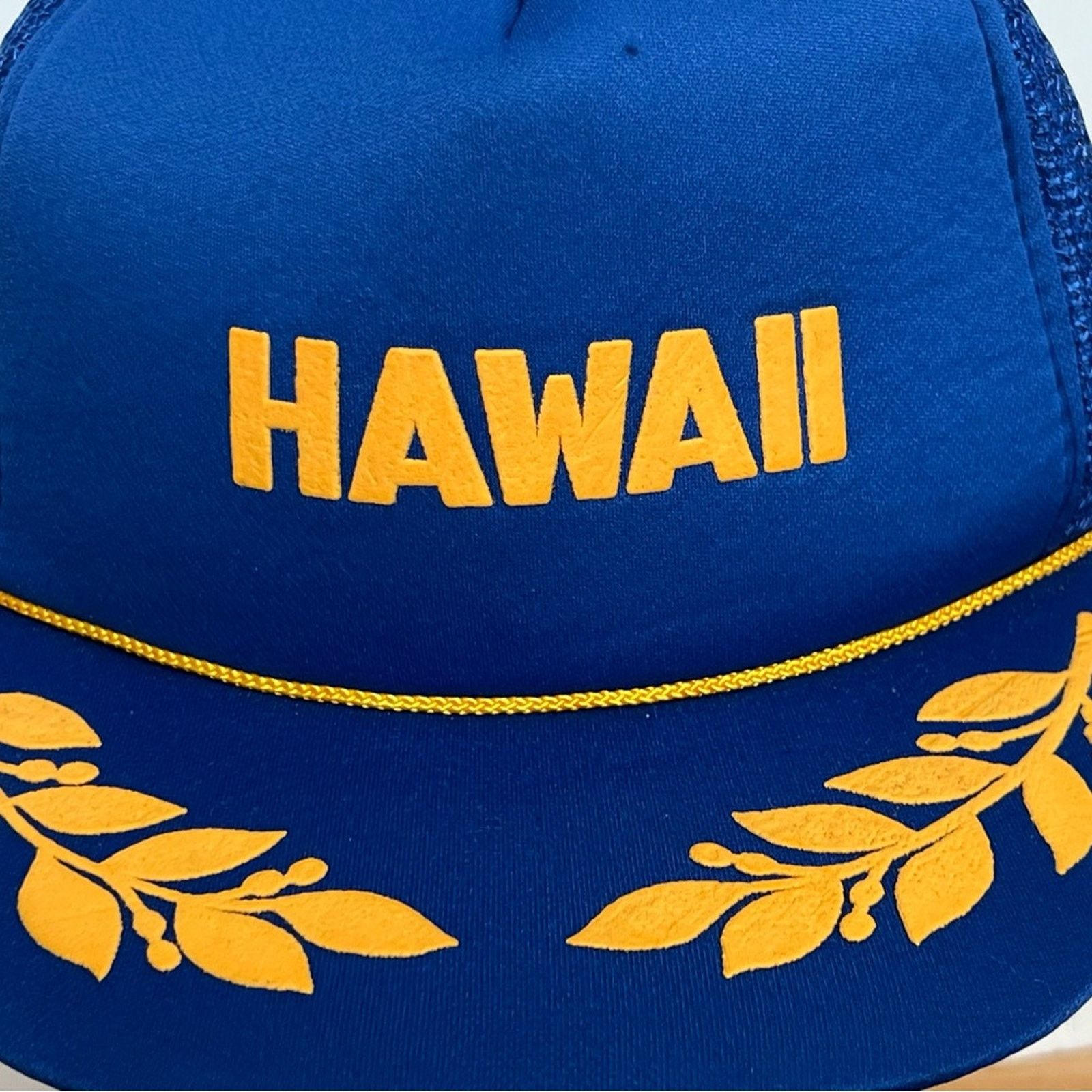 Vintage Vintage Hawaii Snapback Trucker Foam Hat Blue Mesh Gold Leaf Size ONE SIZE - 3 Thumbnail