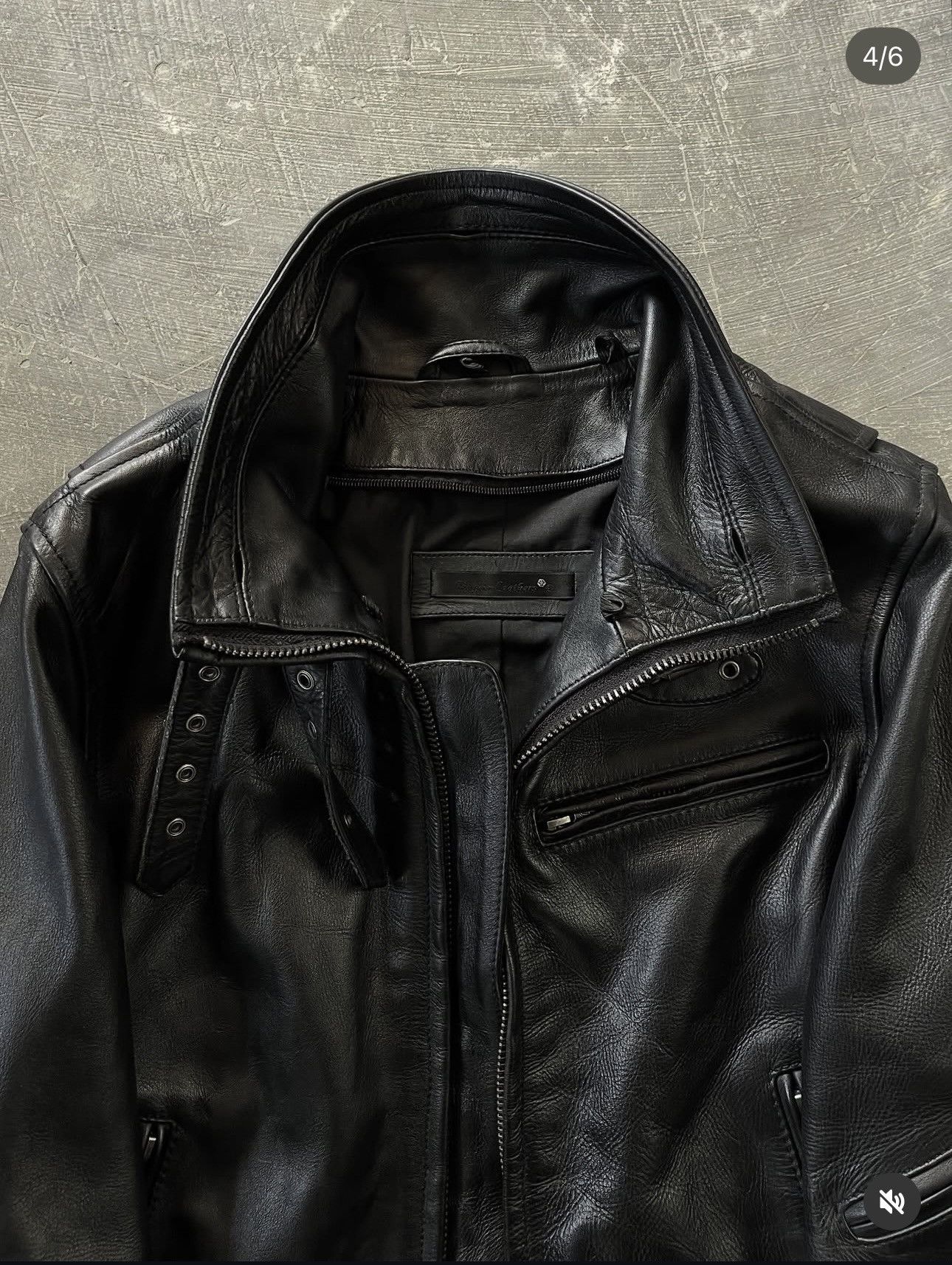 Japanese Brand Liugoo Leather's Black Label Police Leather Jacket Size US S / EU 44-46 / 1 - 4 Thumbnail