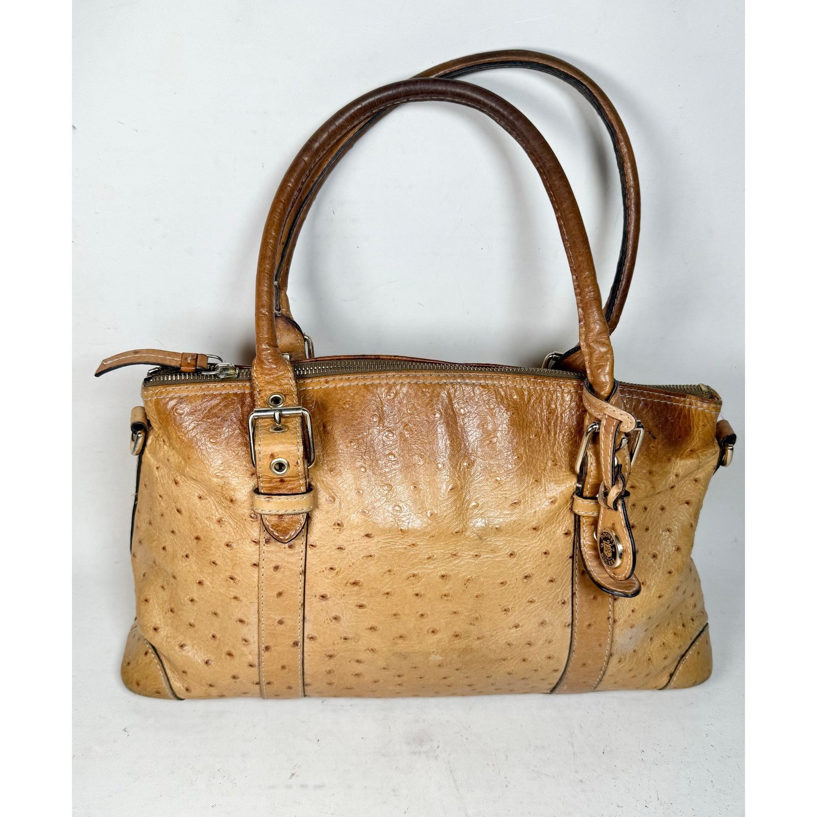 Vintage Dooney Bourke Ostrich Leather Satchel Handbag