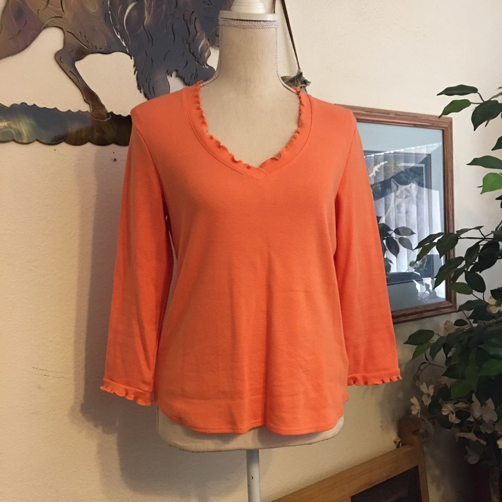 Other Nine & Co sherbert orange ruffle detail top S Size S / US 4 / IT 40 - 2 Thumbnail
