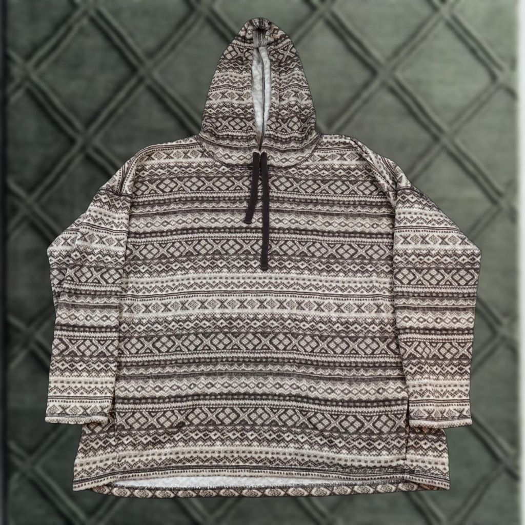 Ralph Lauren Lauren Ralph Lauren Hoodie Womens 3X Brown Beige Fair Isle Fleece Pullover Cozy Size XXL / US 16-18 / IT 52-54 - 1 Thumbnail
