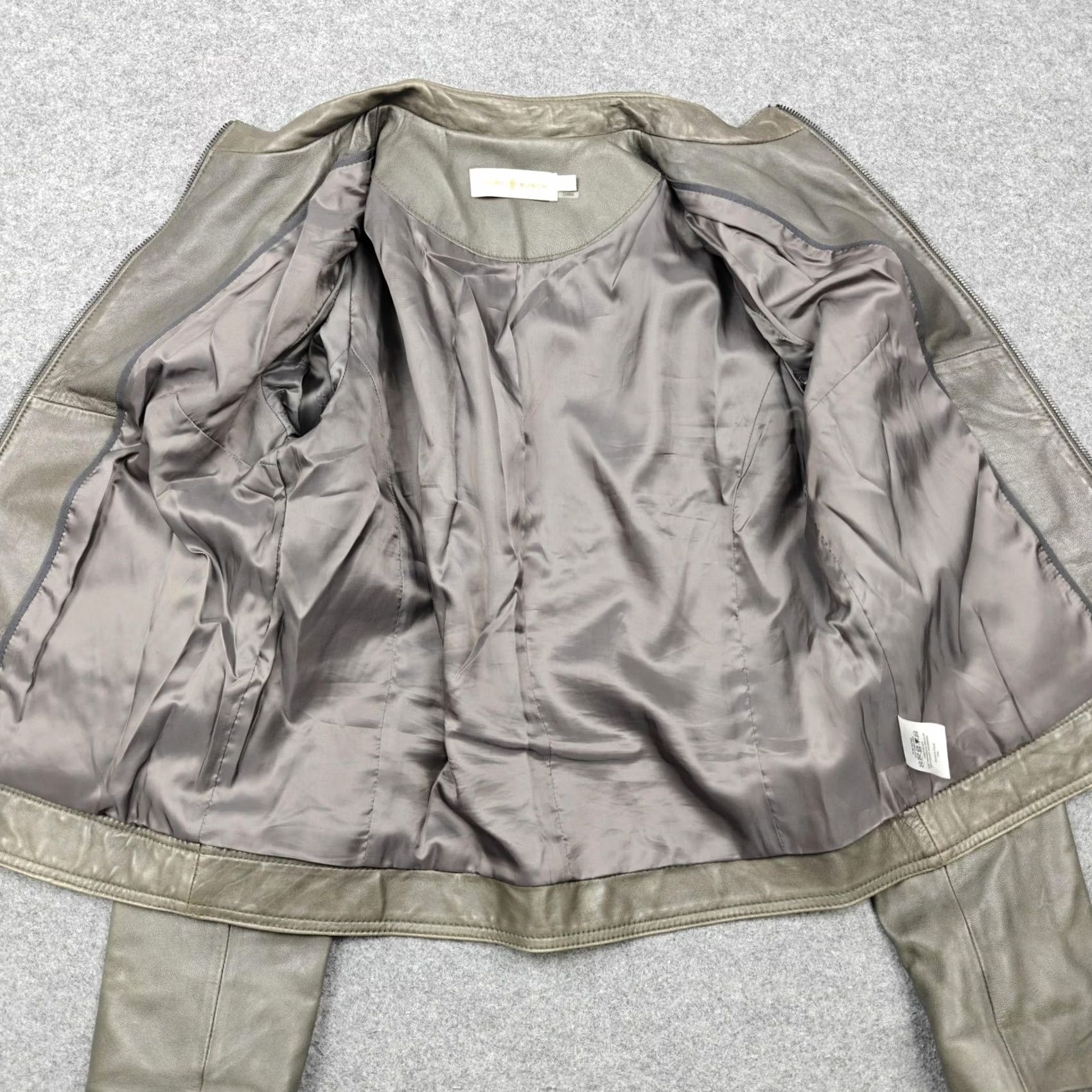 Tory Burch Tory Burch Jacket Womens Gray Leather Moto Biker Full Zip Lined 8 Size M / US 6-8 / IT 42-44 - 3 Thumbnail