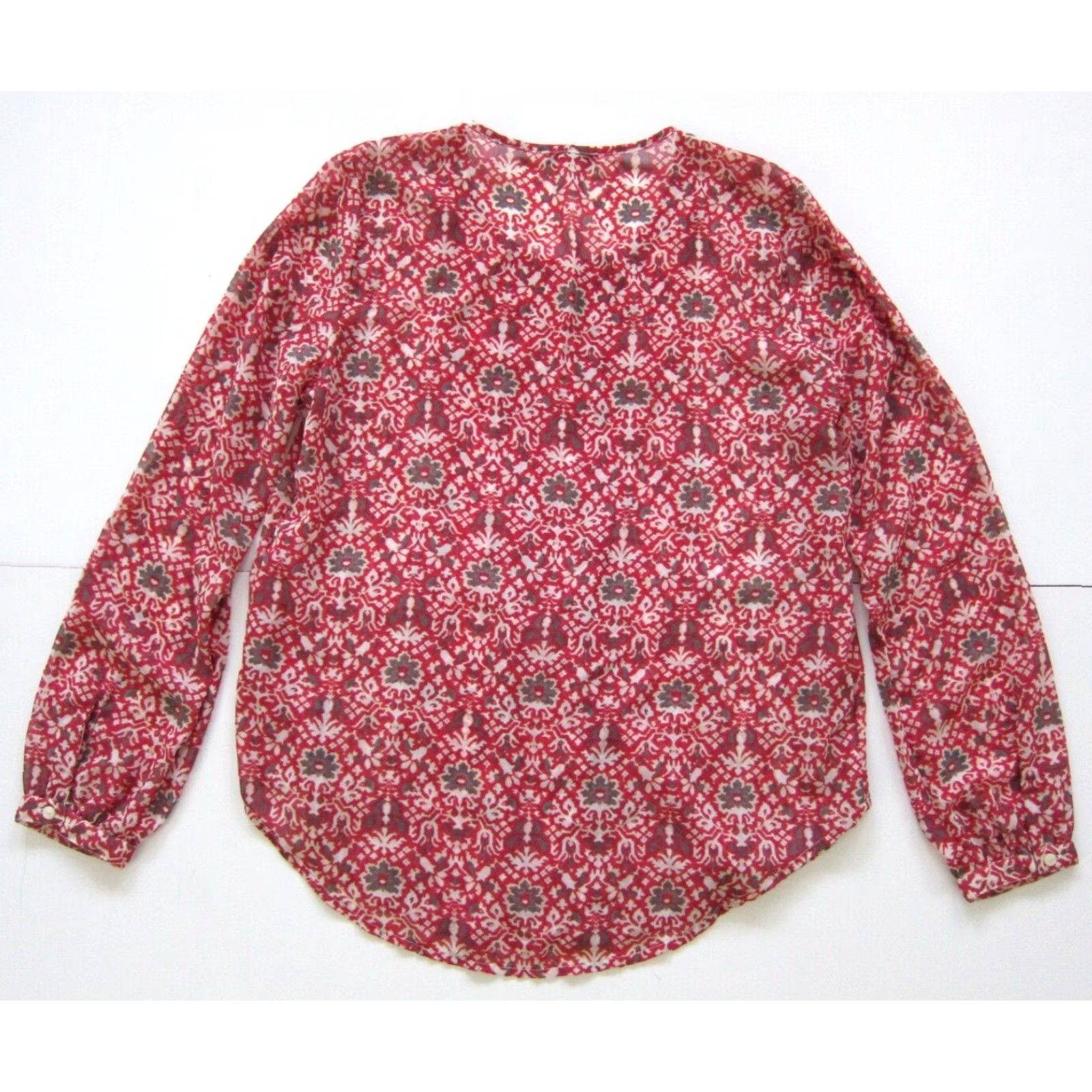 Lucky Brand Lucky Brand Red Embroidered Paisley Long Sleeve Button Down Blouse S Womens Size S / US 4 / IT 40 - 2 Thumbnail