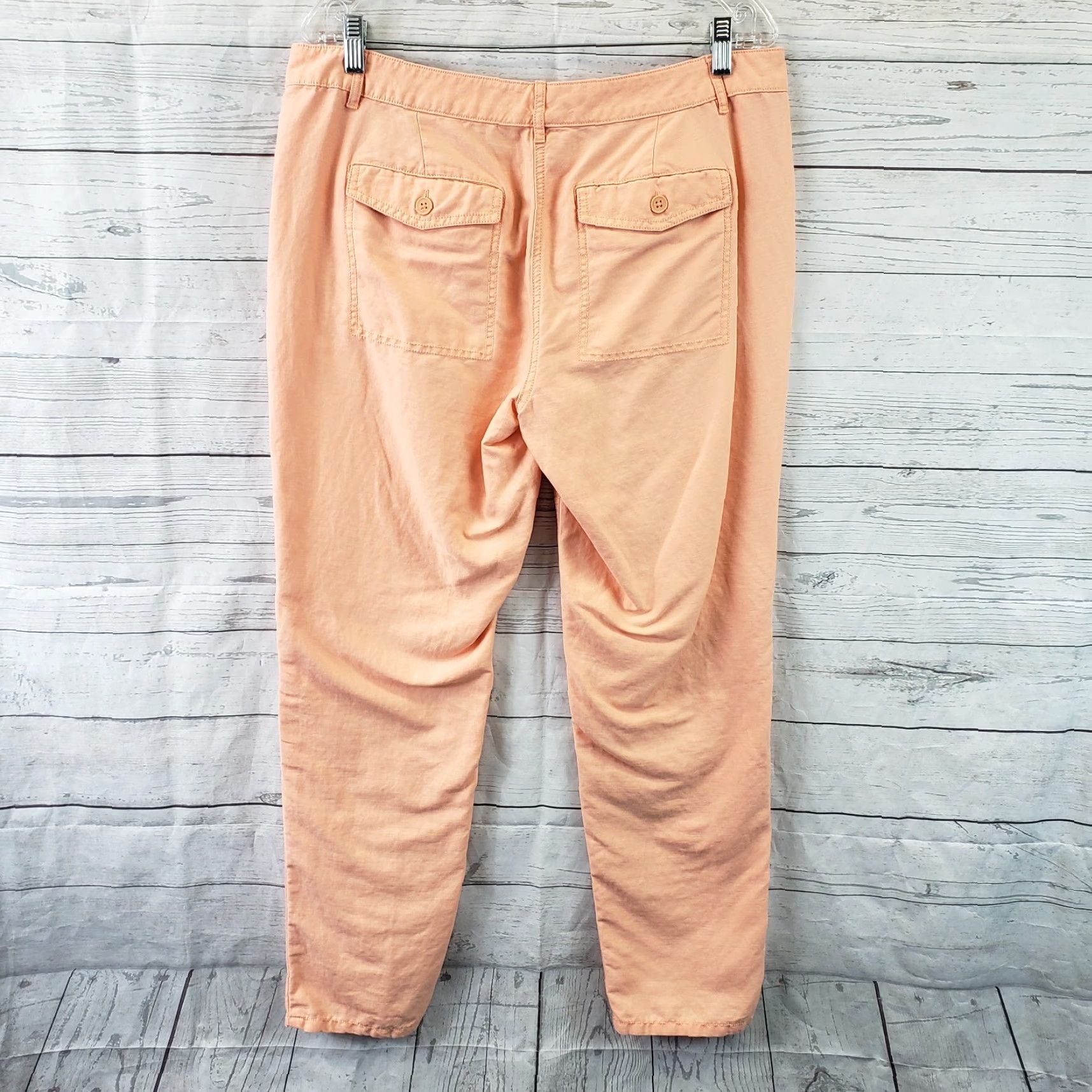 Loft LOFT Ann Taylor Womens Pants Solid Orange Linen Cotton Mid Rise 10 Casual - 29.5 Inseam Size 32" / US 10 / IT 46 - 3 Thumbnail
