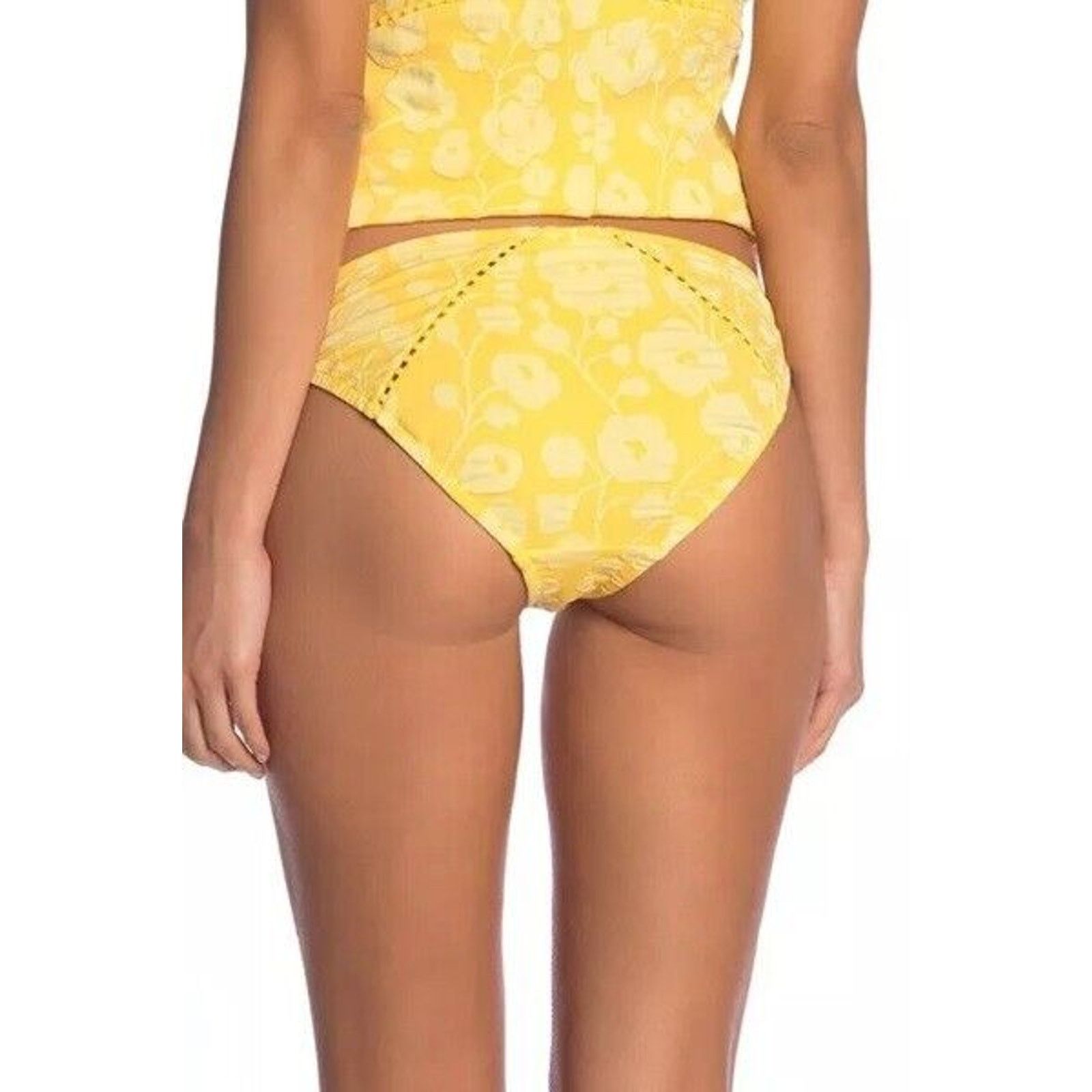 Other NWT ROBIN PICCONE Sadie Raised Floral Bikini Bottom Marigold Size L / US 10 / IT 46 - 4 Thumbnail