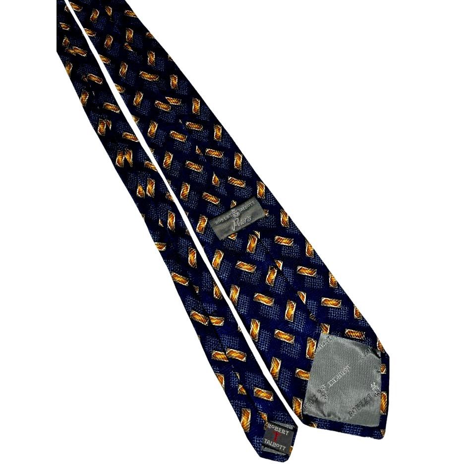 Robert Talbott Robert Talbott Necktie Blue Gold Finest Silk Geometric Tie Size ONE SIZE - 7 Thumbnail