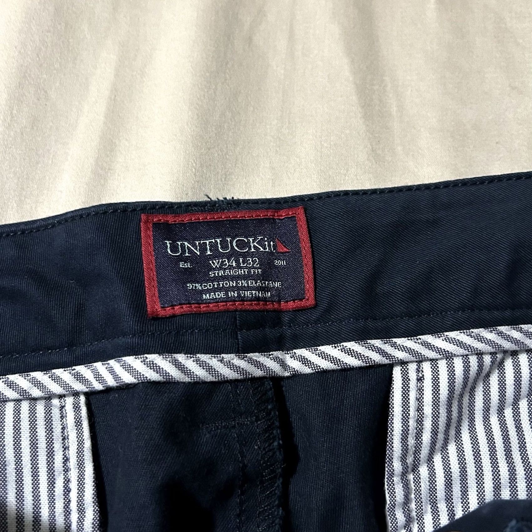 UNTUCKit Untuckit Men Pants Straight Navy Chino 34X32 Regular Blue Chino Pants Mens Size US 34 / EU 50 - 3 Thumbnail