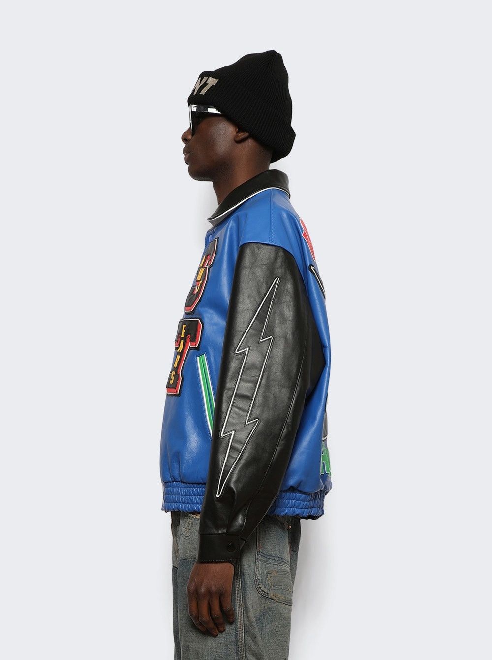 DENIM TEARS × Saint Michael o1mle0326 Grail Varsity Jacket in Blue Size US XXS / EU 40 - 5 Thumbnail