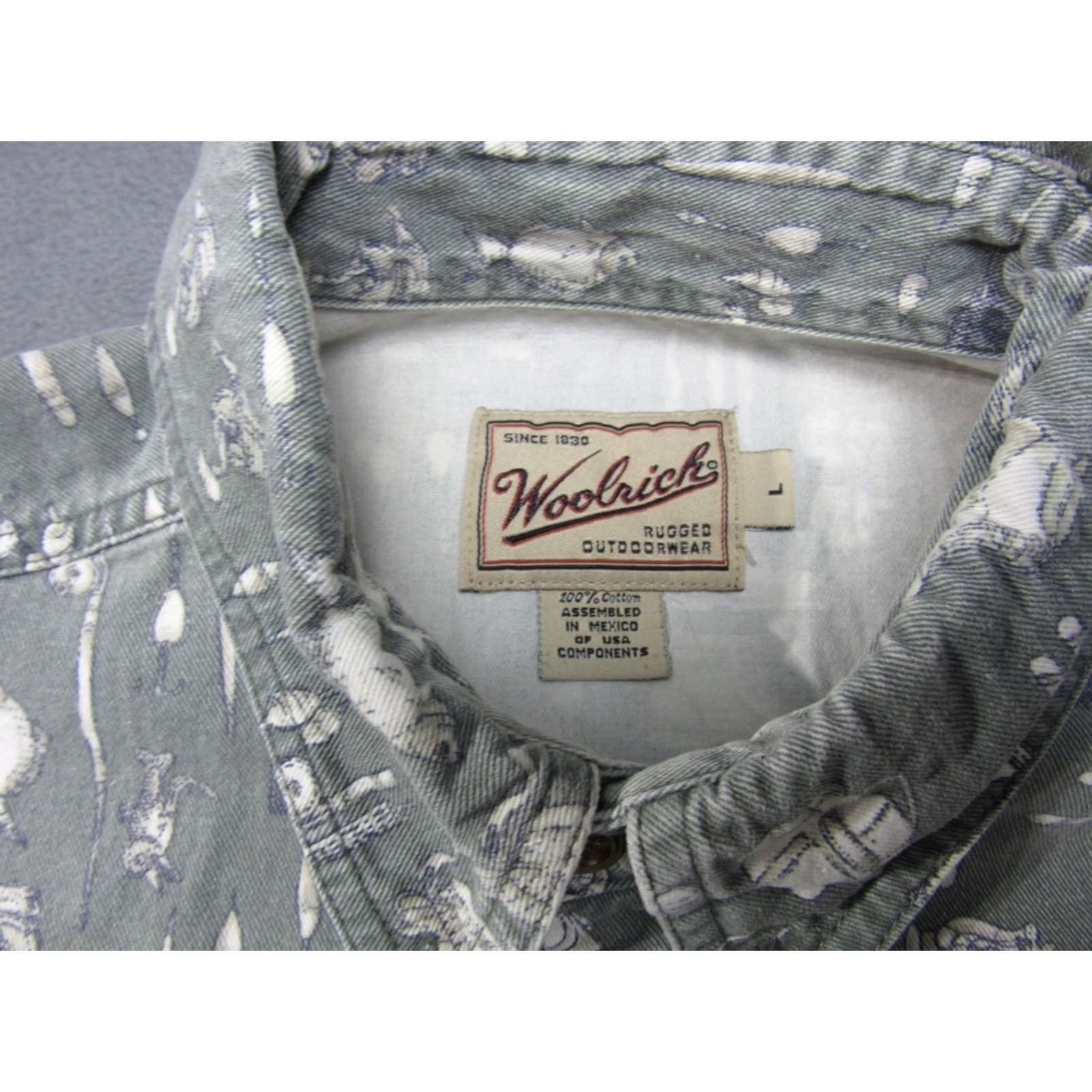 Vintage VINTAGE Woolrich Shirt Mens Large Green Fishing Camping Outdoor All Over Print Size US L / EU 52-54 / 3 - 5 Thumbnail