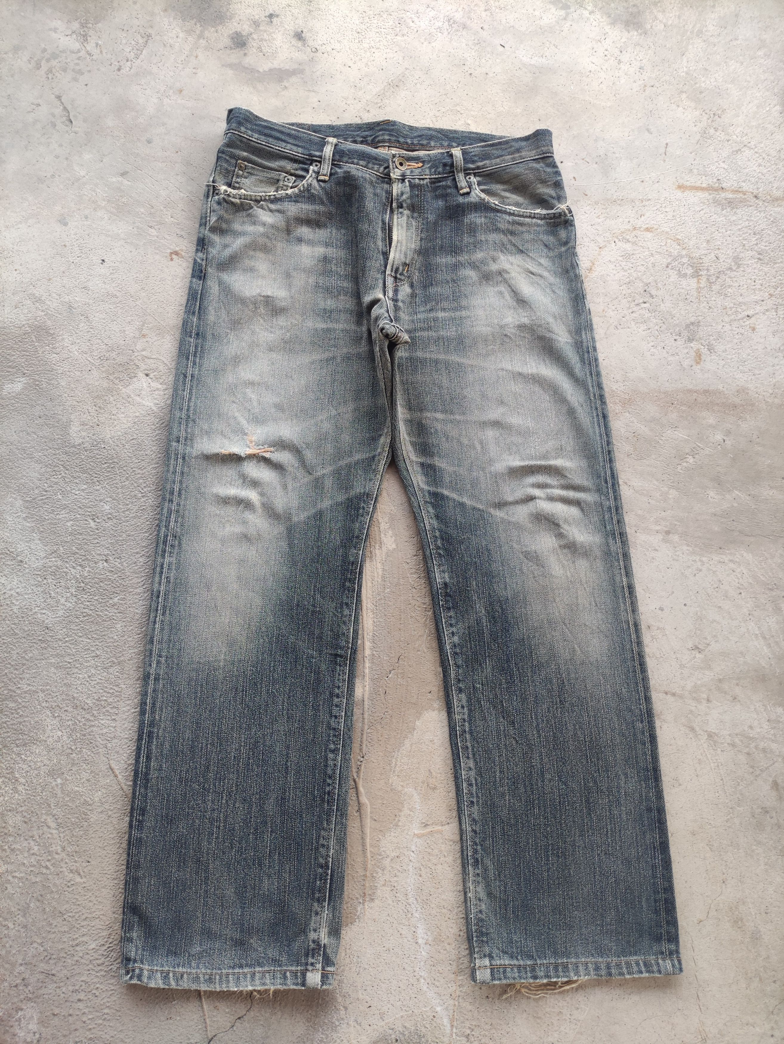 Edwin Vintage Edwin 505 Jean Rusty Jean Distressed Faded Denim Size US 35 - 1 Thumbnail