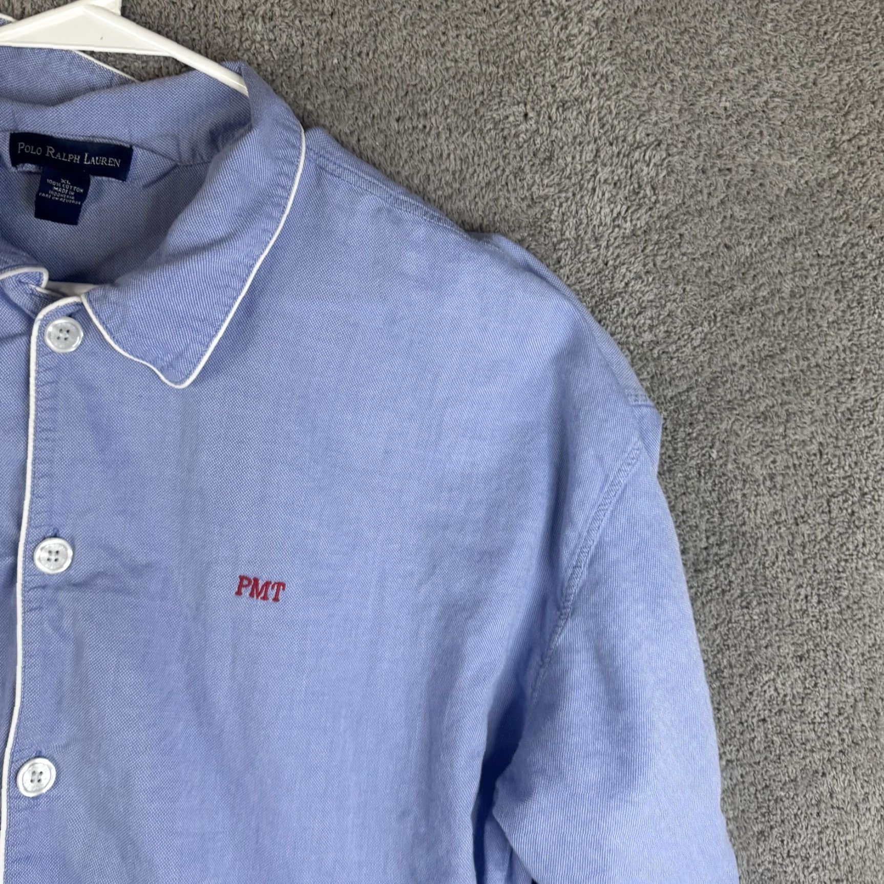 Polo Ralph Lauren Polo Ralph Lauren Pajama Top Mens XL Blue Chambray Piped Monogram PMT Shirt Size US XL / EU 56 / 4 - 4 Thumbnail
