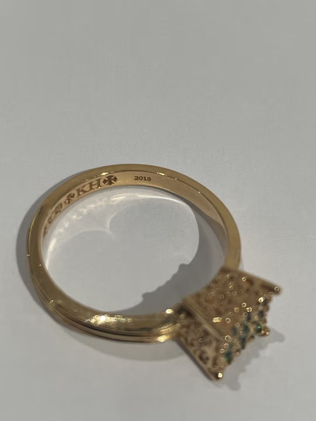 Chrome Hearts Chrome Hearts 22k Gold Emerald KH Cocktail Ring Size ONE SIZE - 8 Thumbnail