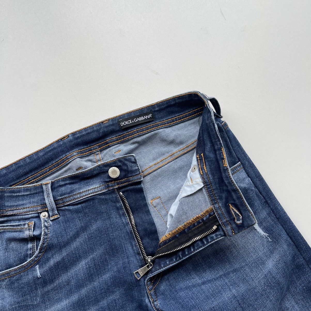 Dolce & Gabbana Dolce & Gabbana Leopard Logo Distressed Straight Jeans Blue Size 32" / US 10 / IT 46 - 5 Thumbnail