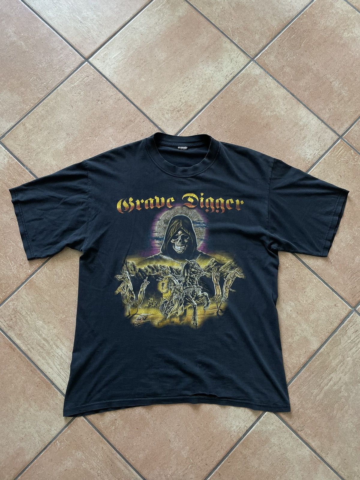 Band Tees × Vintage Grave Digger Vintage Black Metal 90s T Shirt Large Size US L / EU 52-54 / 3 - 1 Thumbnail