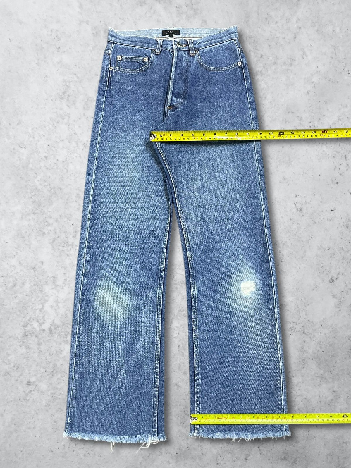 A.P.C. Vintage A.P.C Selvedge Button Fly Straight Frayed Blue Jeans Size 27" / US 4 / IT 40 - 16 Thumbnail