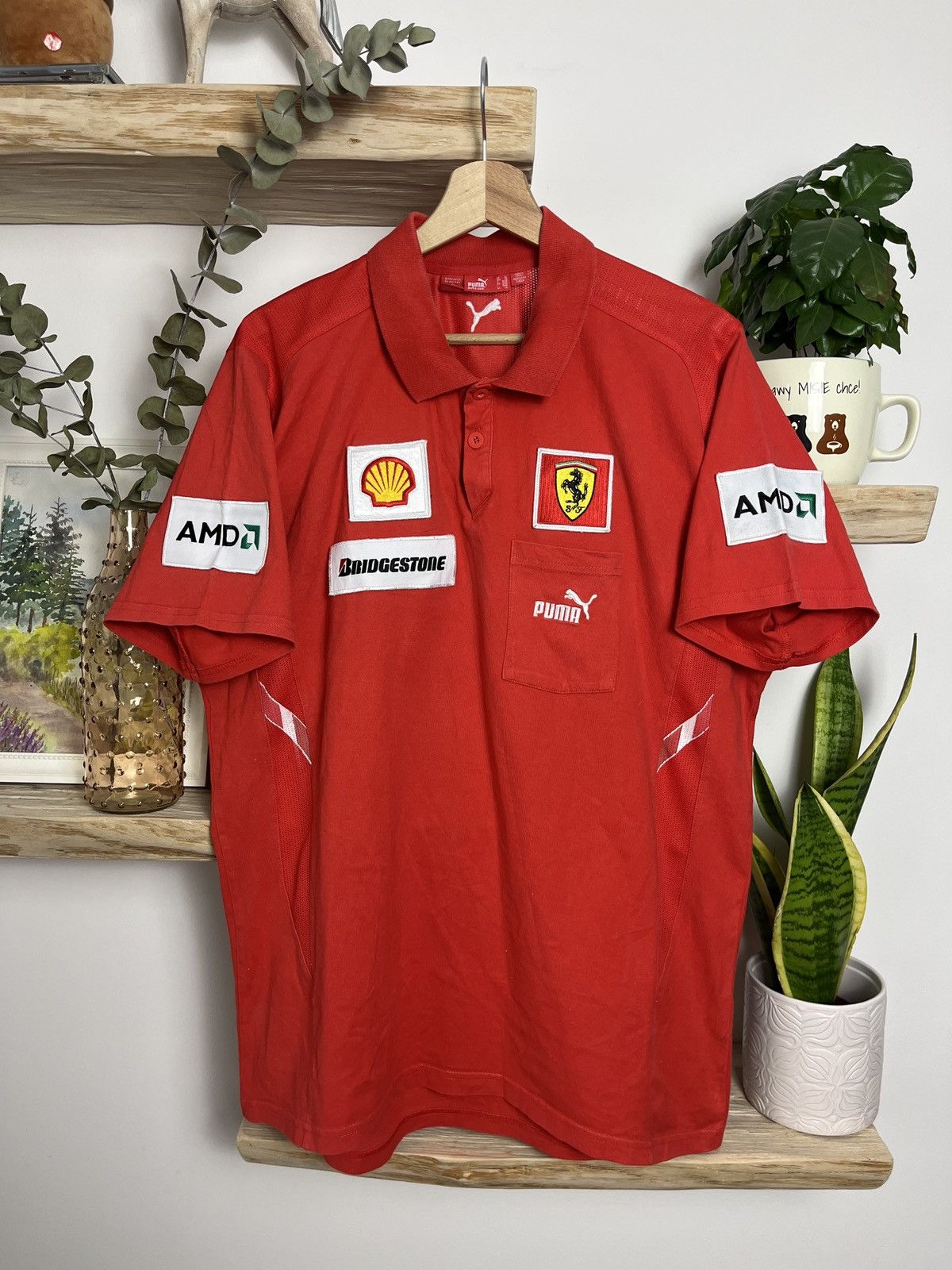 Ferrari × Puma Puma racing ferrari formula 1 amd red polo shirt y2k Size US XL / EU 56 / 4 - 1 Thumbnail