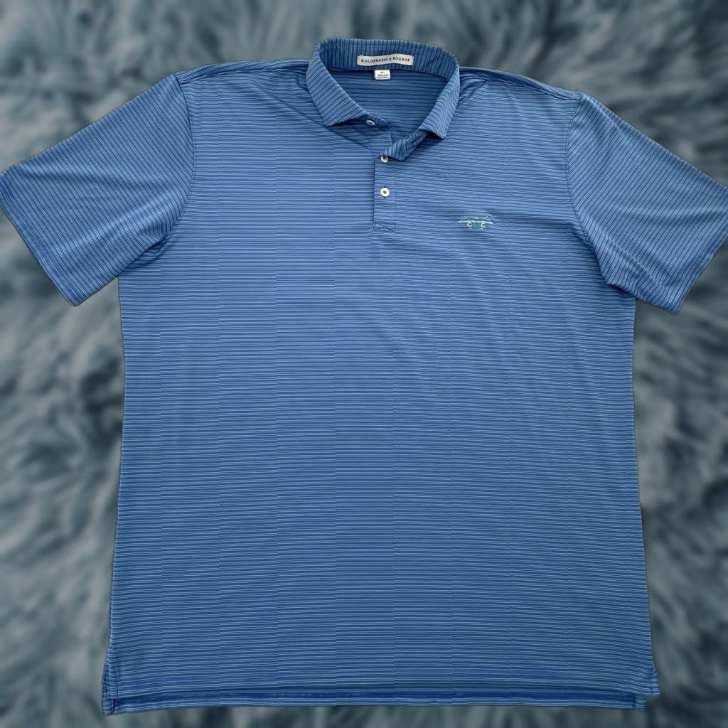 Vintage VINTAGE Holderness & Bourne Polo Shirt Adult XL Blue Stripe Golf Logo Men Size US XL / EU 56 / 4 - 1 Thumbnail