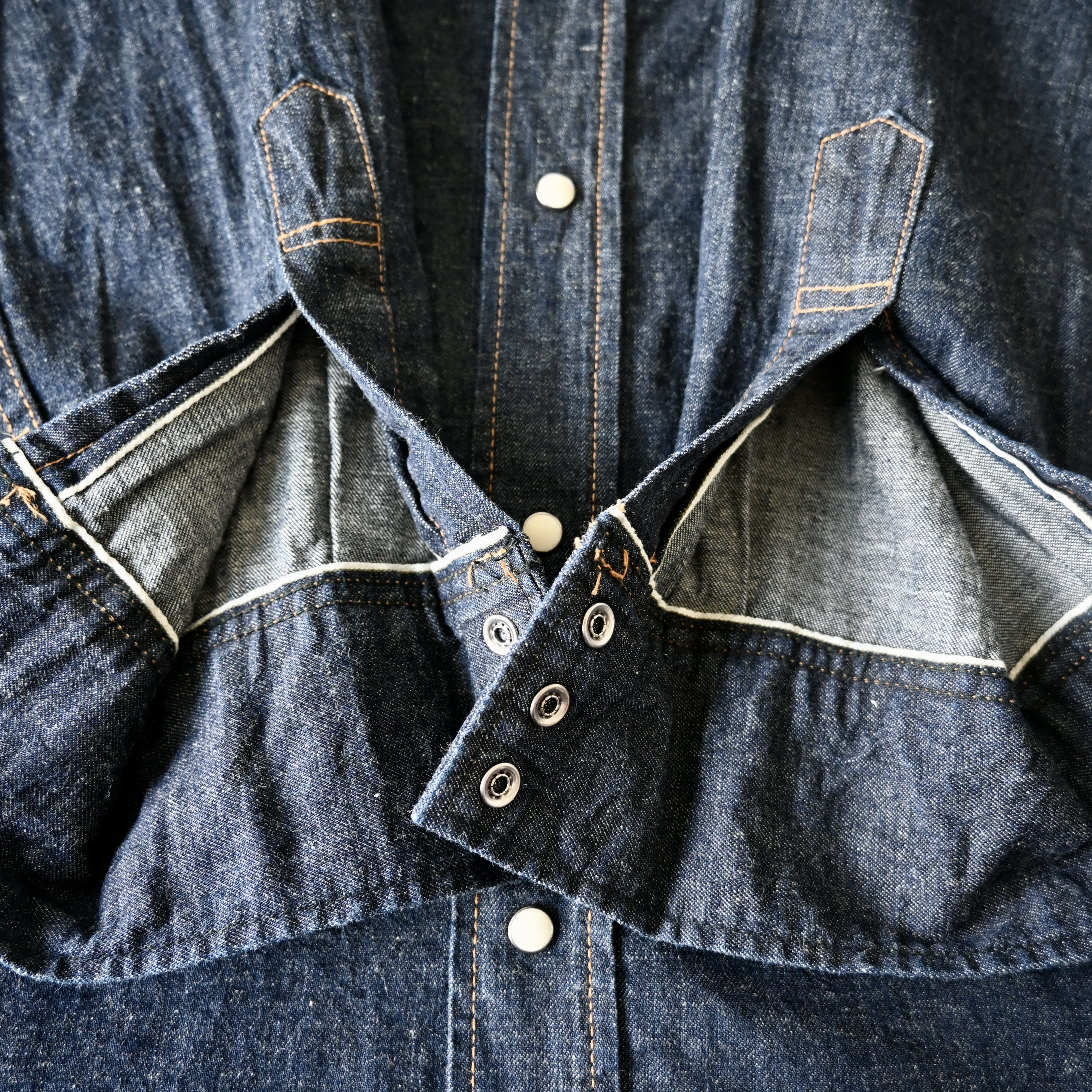 Japanese Brand VTG 1990s BLUE WAY indigo denim western shirt, made in Japan Size US L / EU 52-54 / 3 - 12 Thumbnail