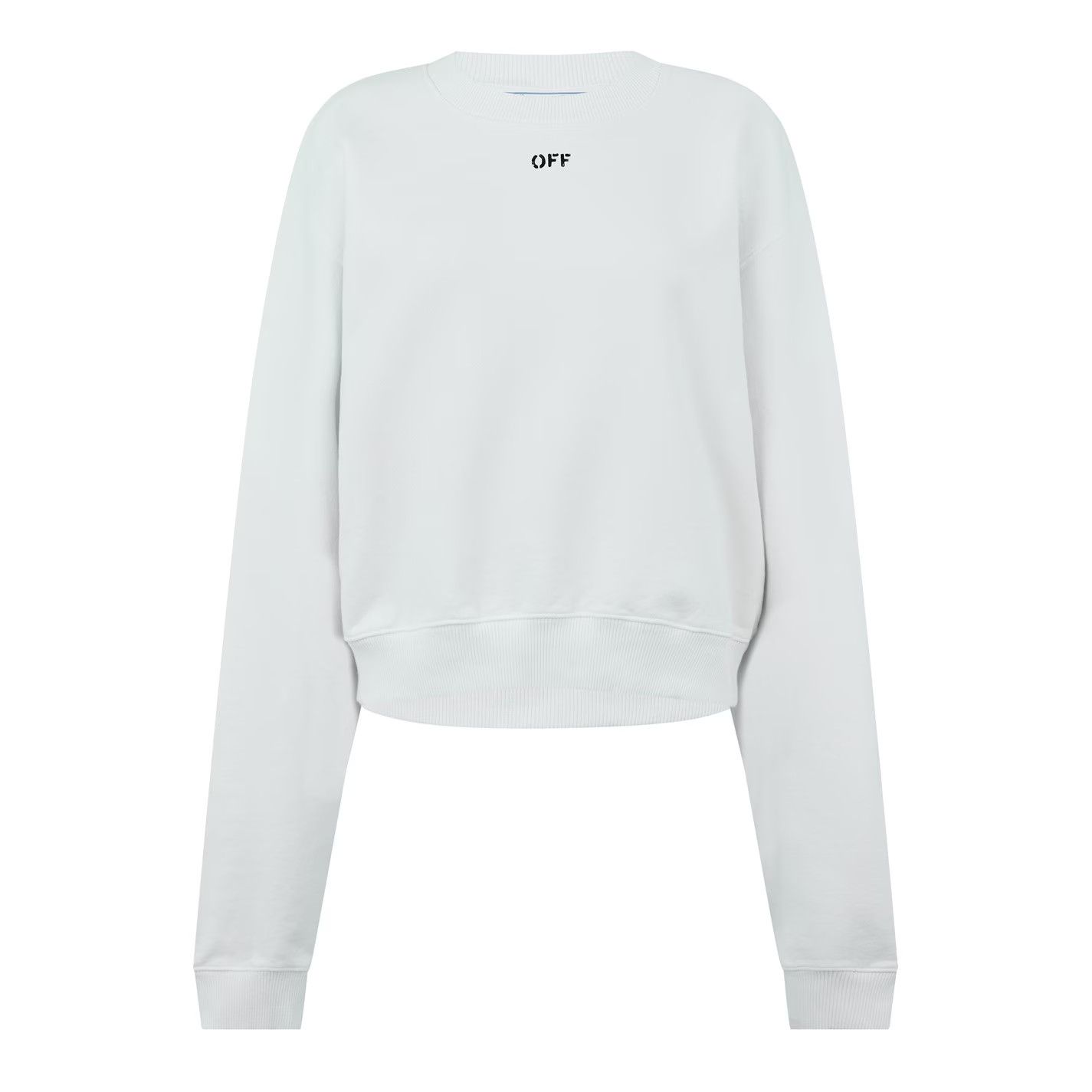 Off-White o1g2r1mq1224 Crop Sweatshirt in White Size L / US 10 / IT 46 - 1 Thumbnail