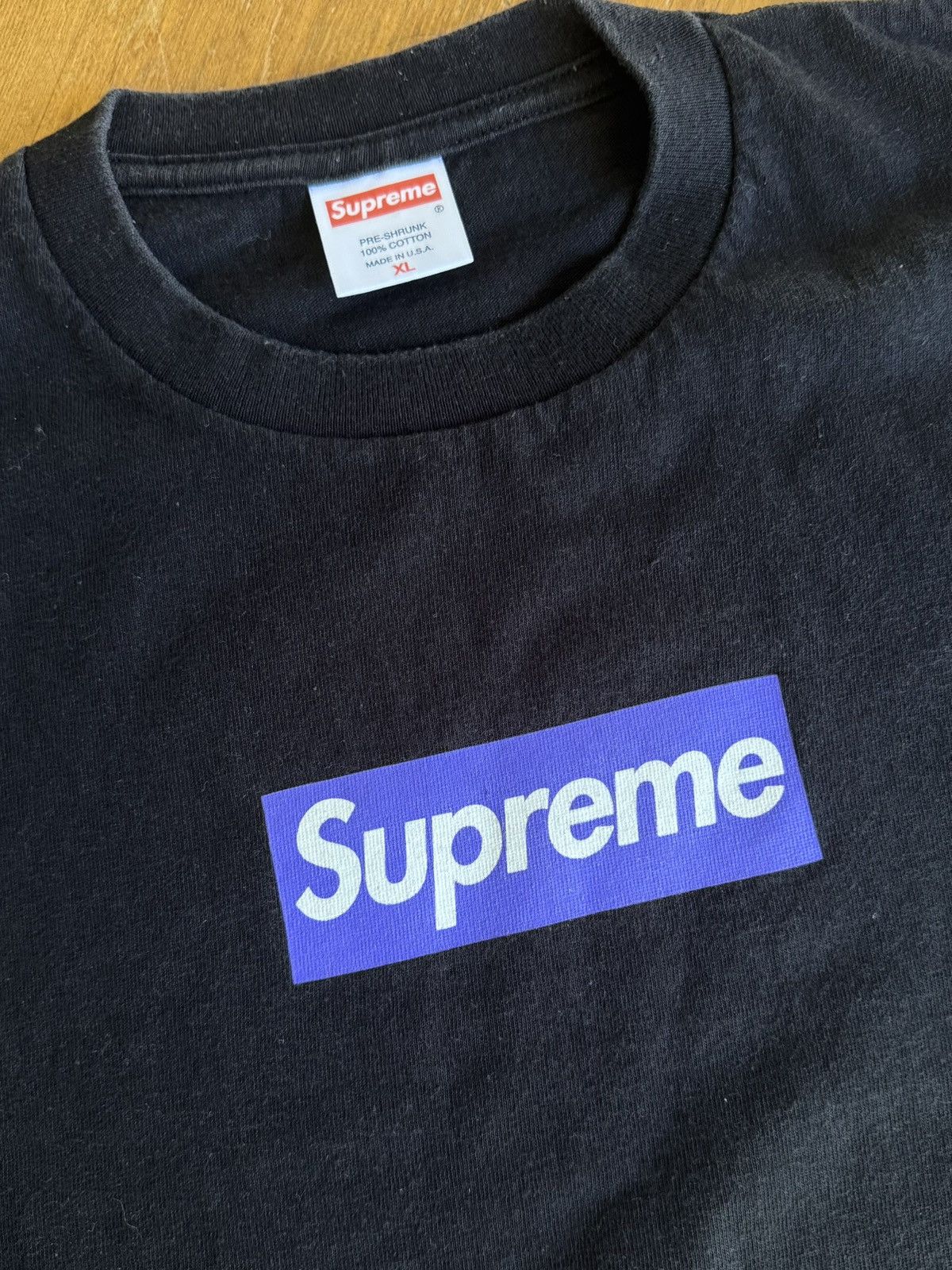 Supreme Supreme Purple on Black Box Logo Tee 2006 Size US XL / EU 56 / 4 - 1 Thumbnail
