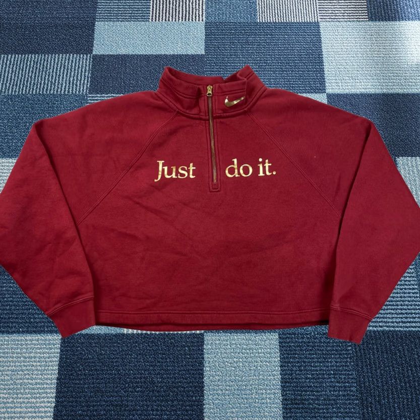 Nike Nike Sportswear Top Sweatshirt Womens Medium Shine Funnel Neck Half Zip Fleece BV4990-677 Red Long Sleeve Logo Pullover Size M / US 6-8 / IT 42-44 - 1 Thumbnail