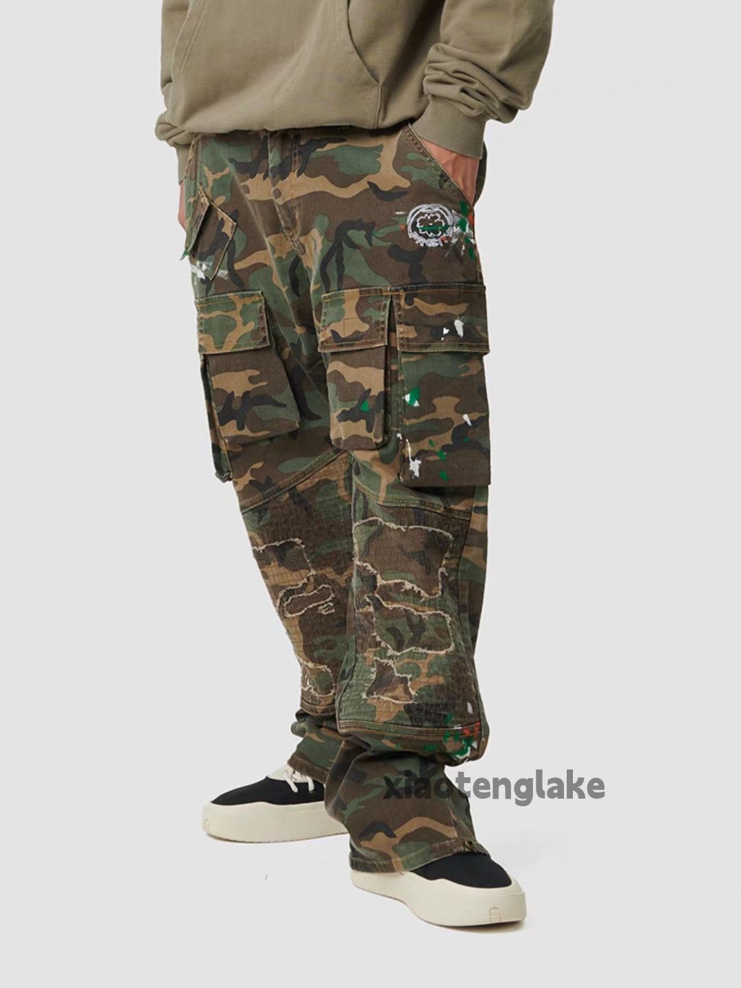 Designer × Japanese Brand × Vintage washed faded military patchwork camo hiphop cargo pants Size US 32 / EU 48 - 1 Thumbnail