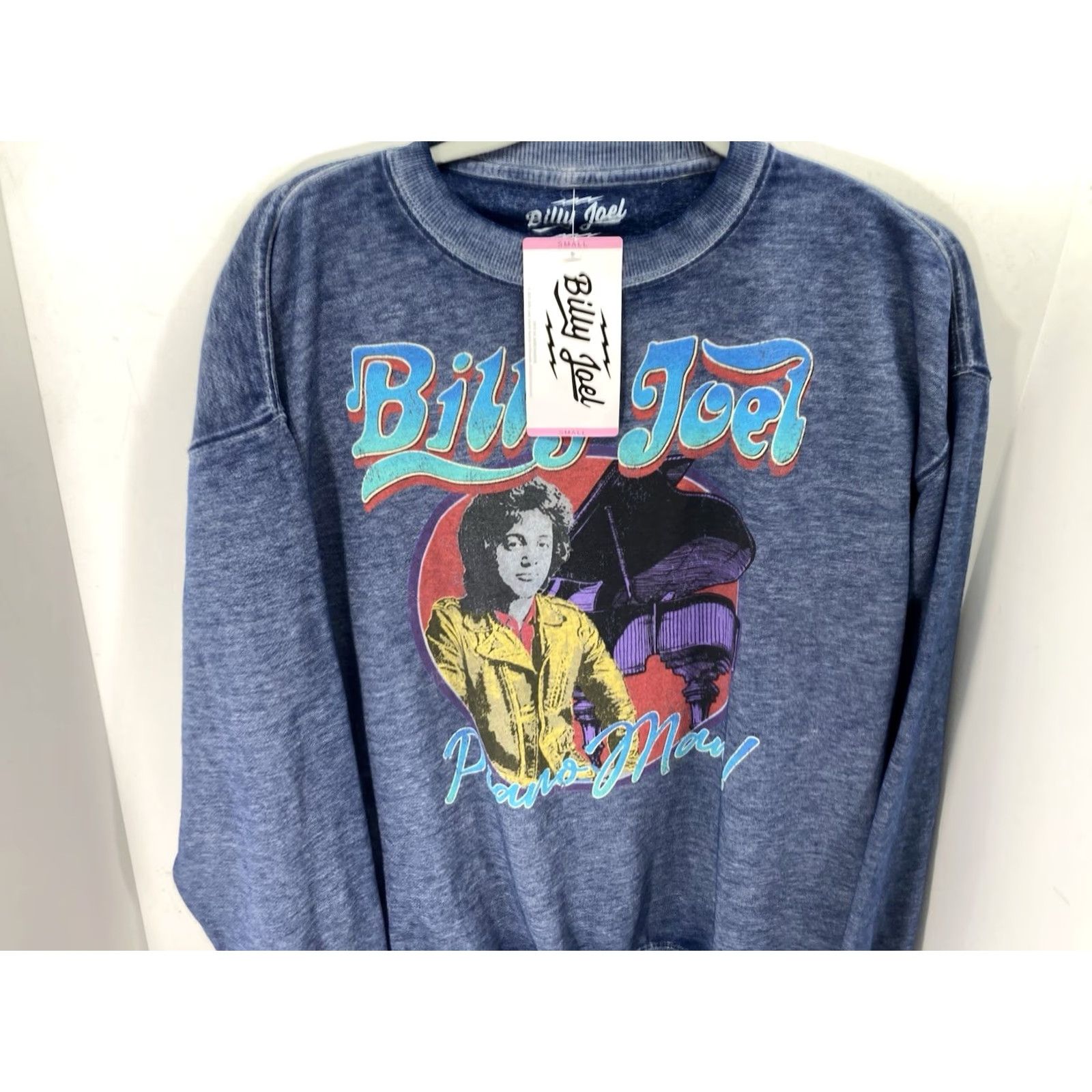 Vintage Billy Joel Sweatshirt Women Sz Small Blue Graphic Print Long Sleeve Pullover NWT S Crew Neck Pullover Graphic Print Activewear Mens Womens Girls Boys Size S / US 4 / IT 40 - 2 Thumbnail