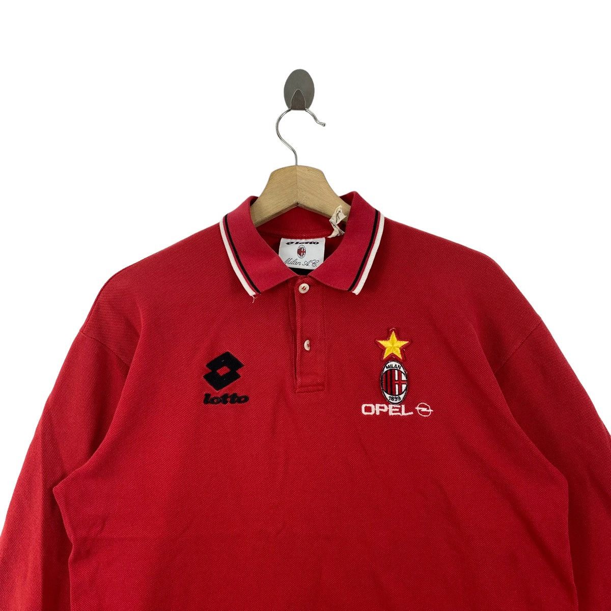 Lotto Sport Vintage 1994 LOTTO x AC MILAN Opel Football Polo Collar Size US XL / EU 56 / 4 - 2 Thumbnail