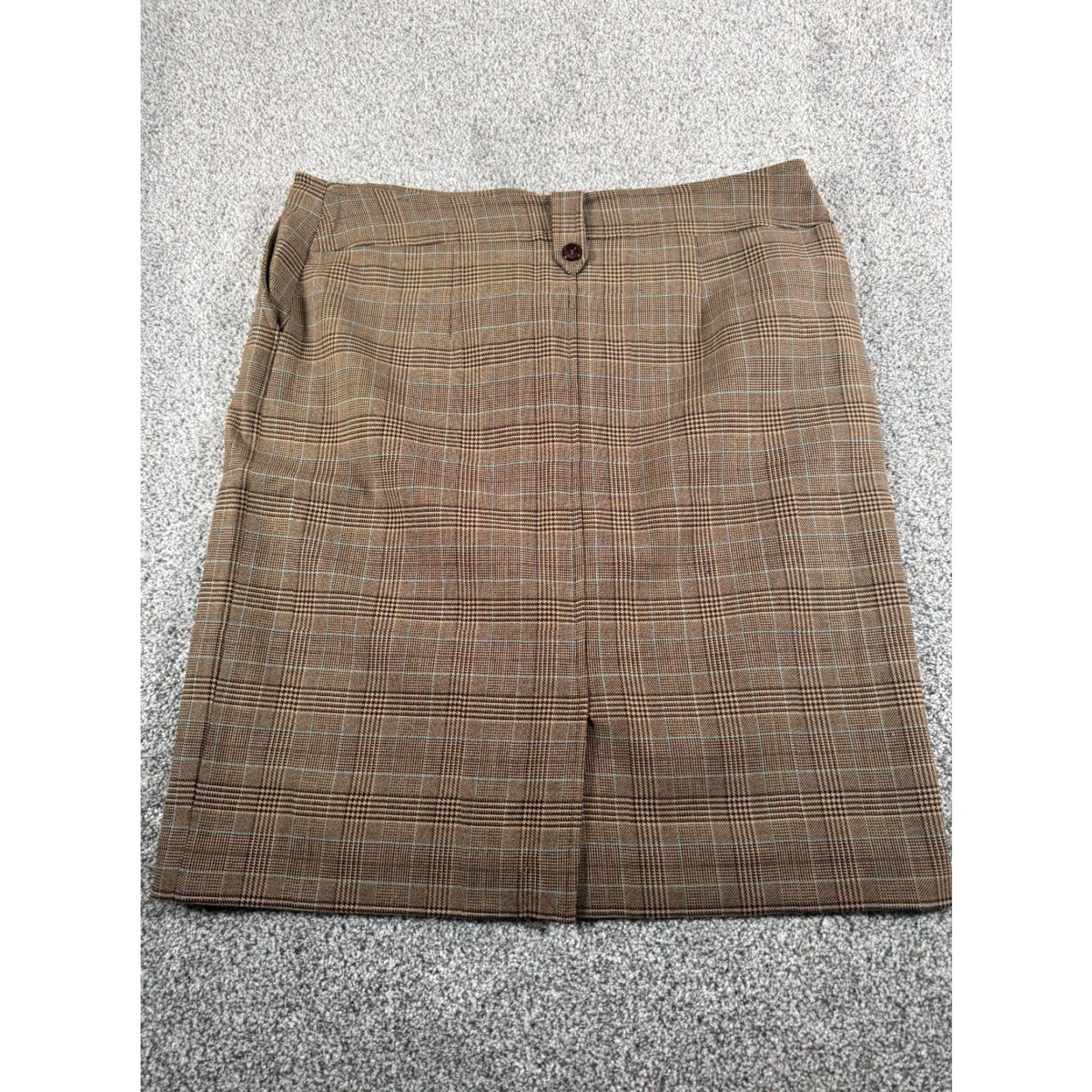 Vintage VINTAGE Petite Sophisticate Skirt Sz 12 Stretch Plaid Midi Pencil Womens 90s City Office Business Size 34" / US 12 / IT 48 - 2 Thumbnail