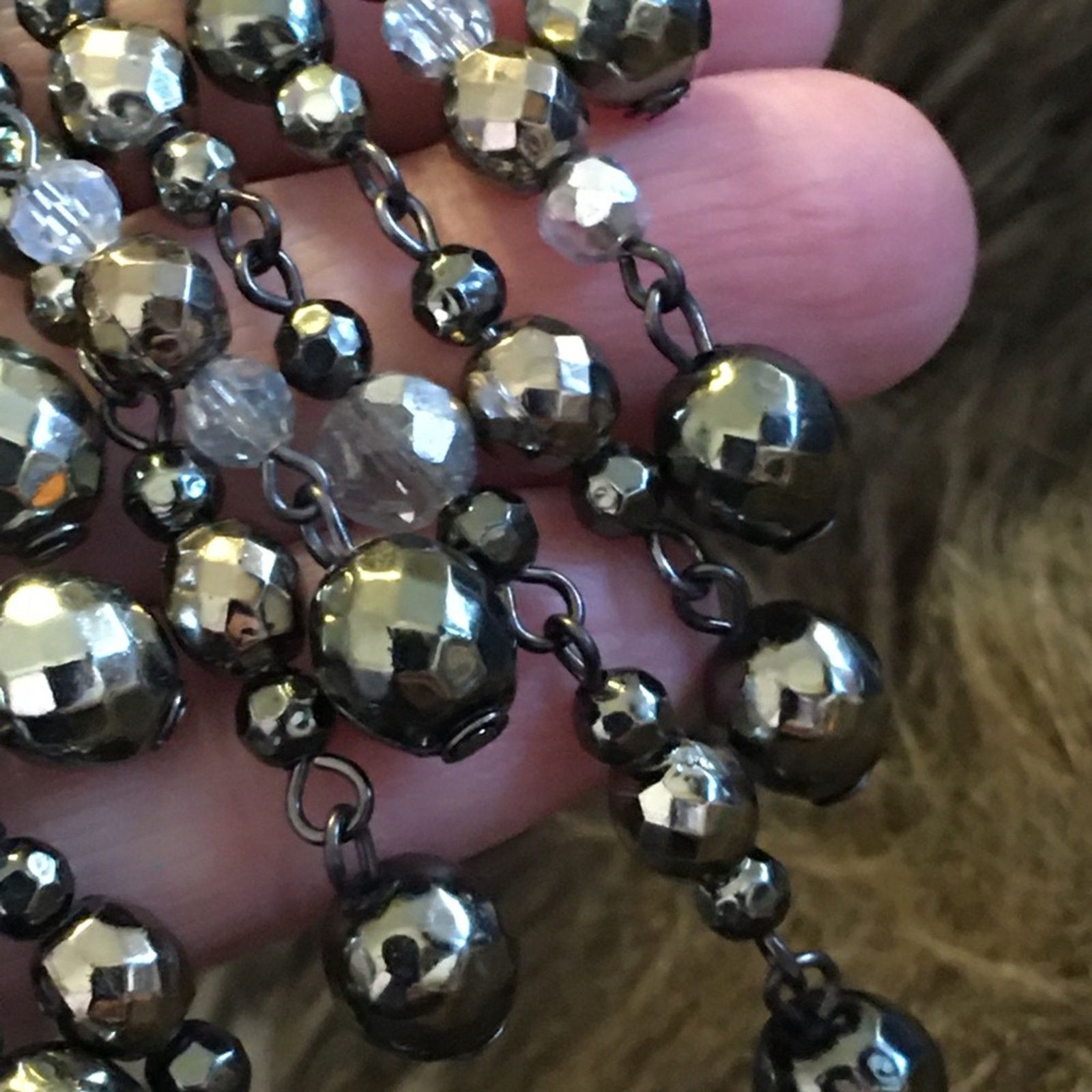 Jewelry Gunmetal bead rhinestone chandelier earrings Size ONE SIZE - 4 Thumbnail