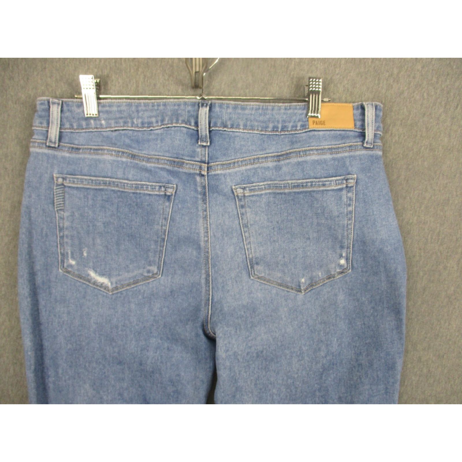 Paige Paige Jeans Womens 31 Blue Straight Distressed High Rise Denim Relaxed Size 24" / US 00 / IT 34 - 6 Thumbnail