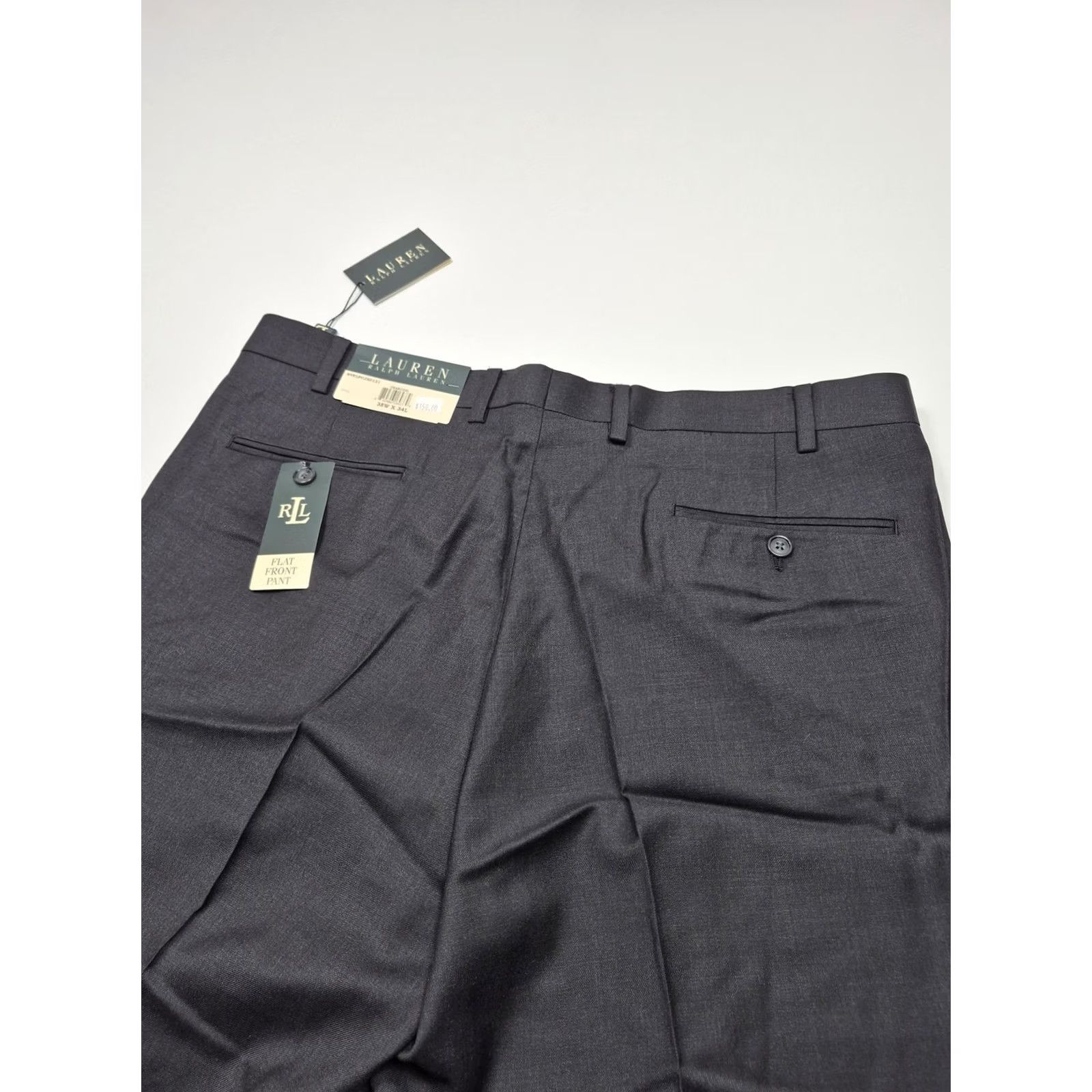 Ralph Lauren VTG Lauren Ralph Lauren Suit Pants Mens 38x34 Gray Wool Flat Front Dress Pants Size 38R - 7 Thumbnail