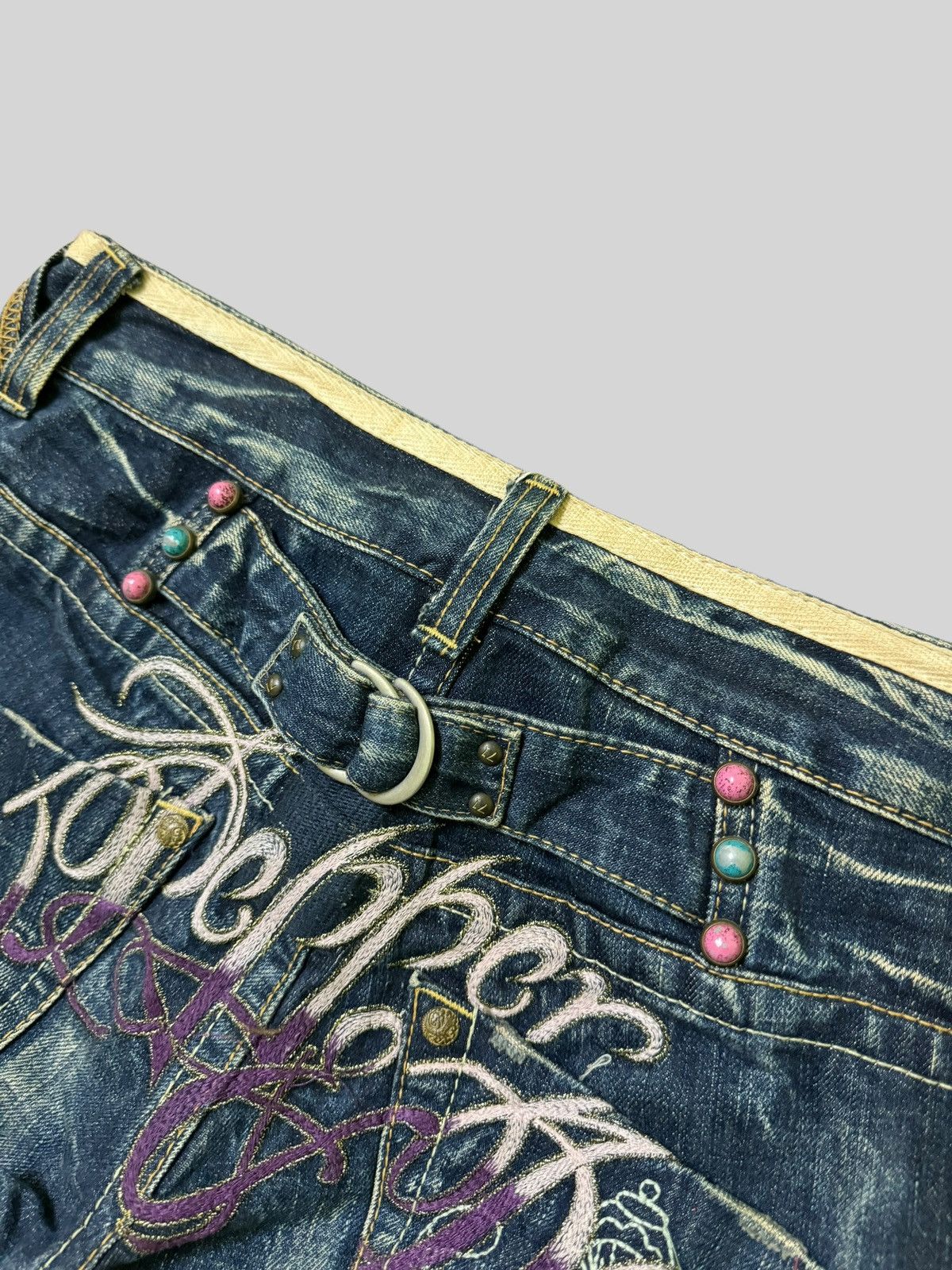 Hysteric Glamour × Japanese Brand Flared Red Pepper Embroidery Rare Design Denim Jeans Size US 28 / EU 44 - 14 Thumbnail