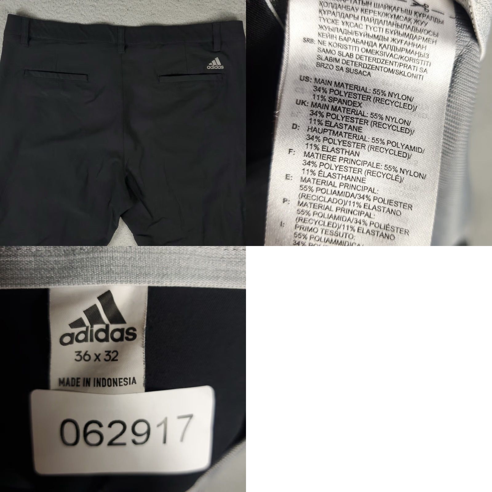 Adidas Adidas Pants Mens 36x30 Black Flat Front Chino Trousers Casual Golf Size US 36 / EU 52 - 8 Thumbnail