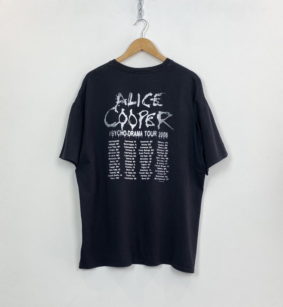 Band Tees Hanes Alice Cooper Psycho-Drama Tour 2008 T-Shirt Black Top Size US XXL / EU 58 / 5 - 8 Thumbnail