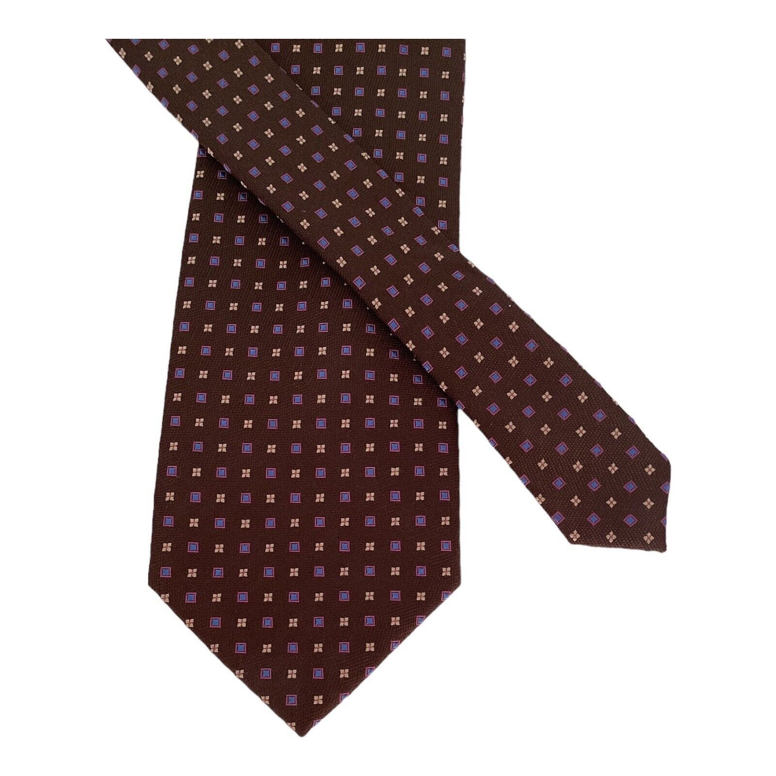 Brioni BRIONI Brown Geometric Luxury Designer Silk Tie Made In Ital Size ONE SIZE - 5 Thumbnail