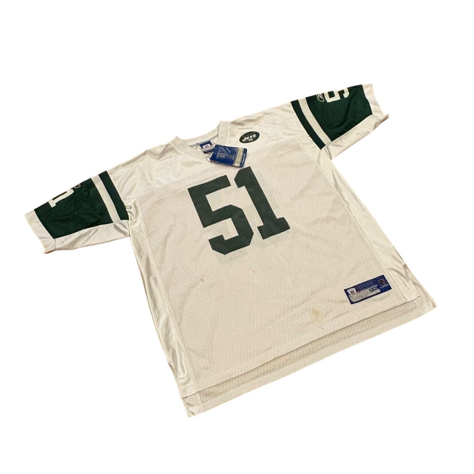 Reebok Reebok New York Jets Jonathan Vilma #51 White NFL Football J Size US XXL / EU 58 / 5 - 3 Thumbnail