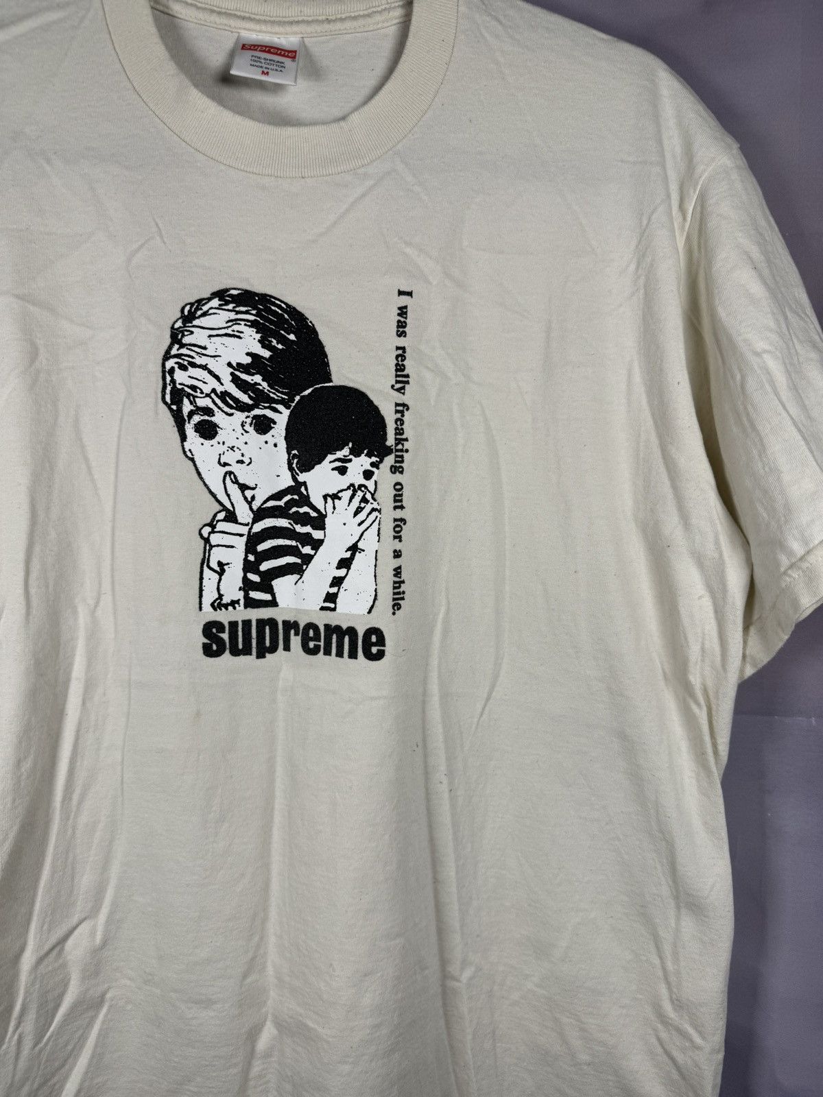 Supreme × Vintage Supreme Freaking Out Tee Beige Medium Authentic Streetwear Size US M / EU 48-50 / 2 - 4 Thumbnail