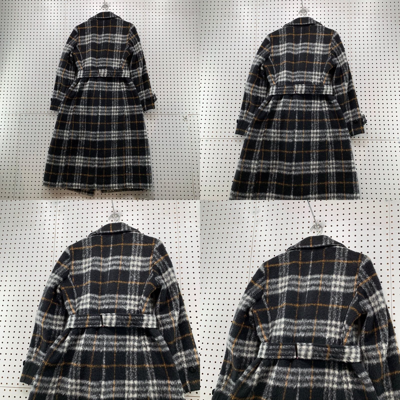 Calvin Klein Calvin Klein Wool Overcoat Womens Size 4 Black Plaid Belted Long Fuzzy Cozy Y2K Size S / US 4 / IT 40 - 10 Thumbnail