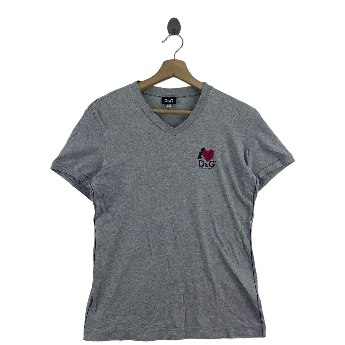Dolce & Gabbana DOLCE & GABBANA D&G V-neck Style Slim Grey Short Sleeve Size L / US 10 / IT 46 - 1 Thumbnail