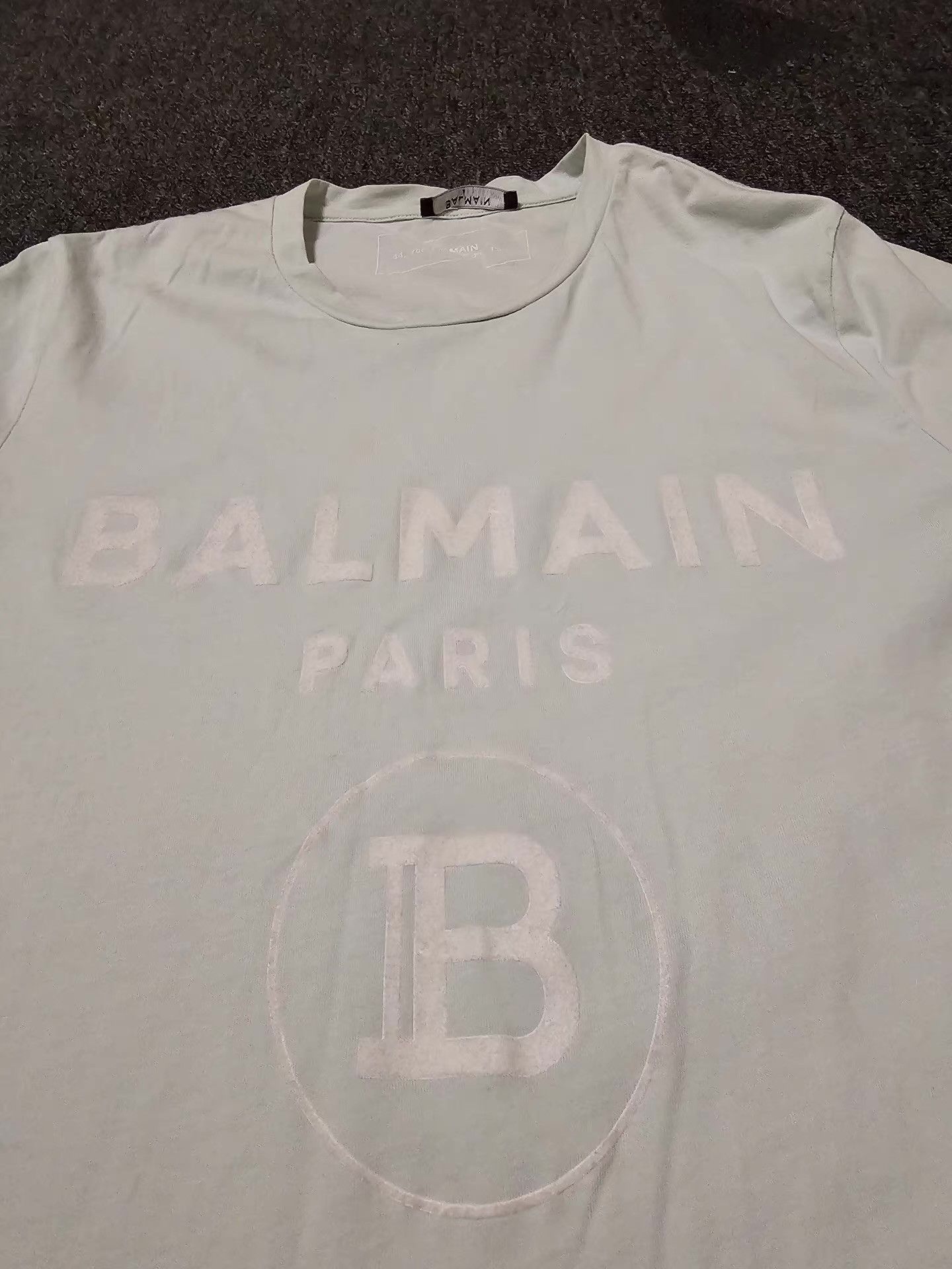 Balmain Balmain Light Green Washed Short Sleeve T-Shirt Q4 Size US M / EU 48-50 / 2 - 2 Thumbnail