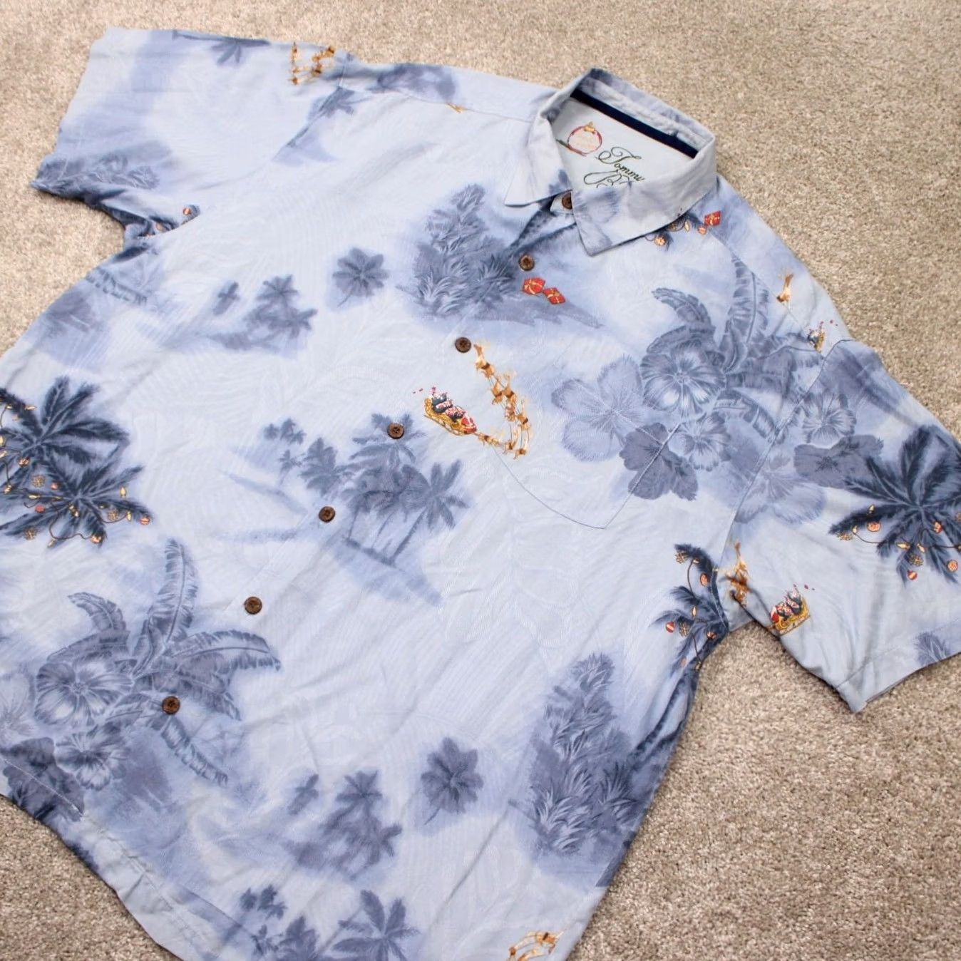 Tommy Bahama Tommy Bahama Hawaiian Shirt Mens 2XL XXL Blue Silk S/S Button Size US XXL / EU 58 / 5 - 3 Thumbnail