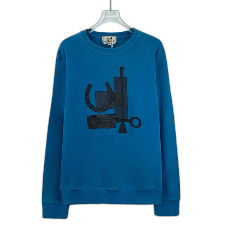 Hermes Hermes Blue Mechanical Pattern Long Sleeve Sweatshirt Size US M / EU 48-50 / 2 - 1 Thumbnail