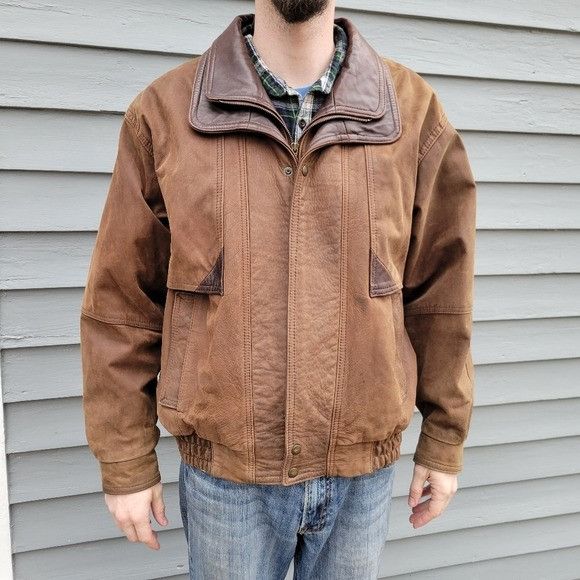 Vintage Vintage 90s y2k Tan Brown Nubuck Suede Leather Aviator Fligh Size US M / EU 48-50 / 2 - 9 Thumbnail