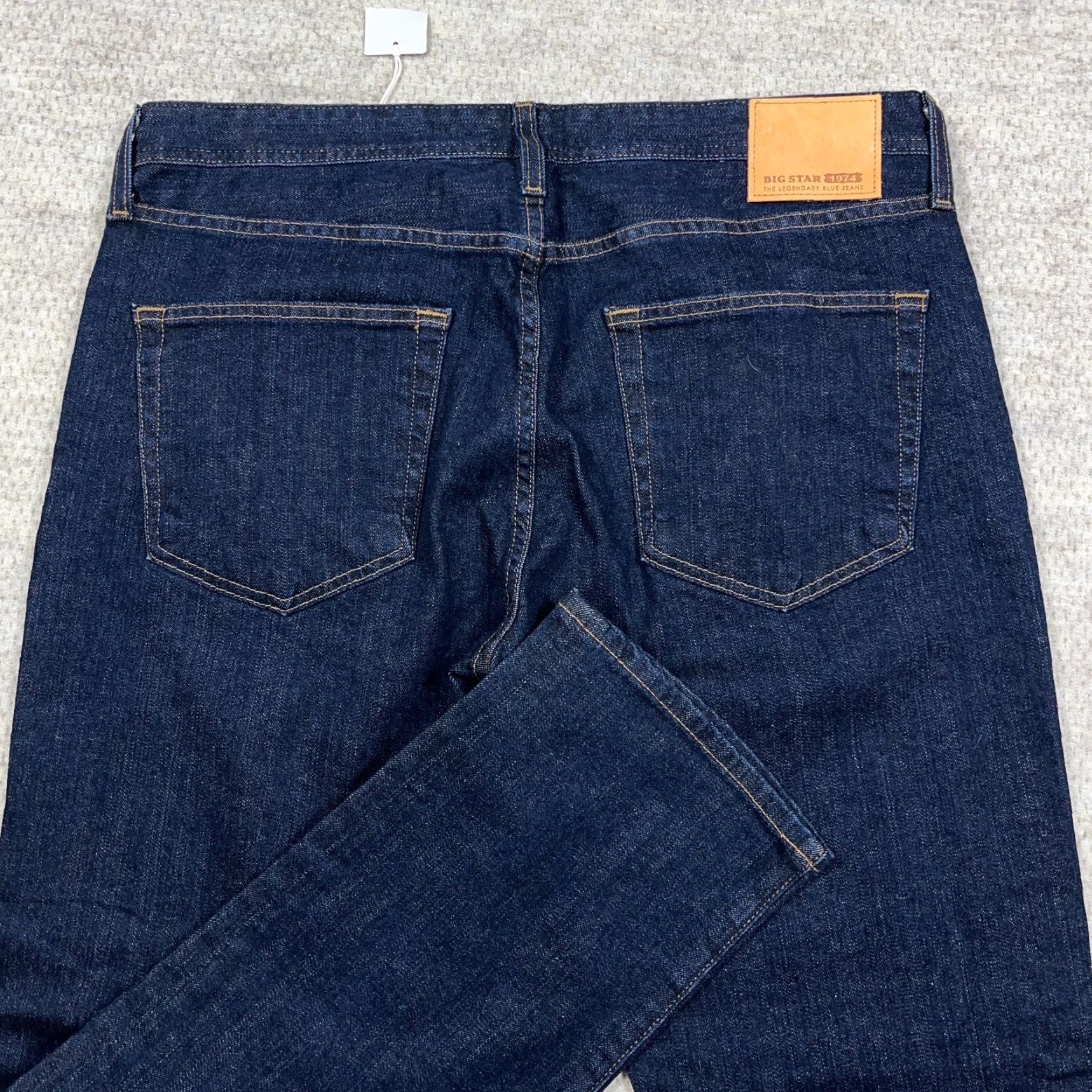Denime BIG STAR Jeans Men 36x30 Straight Dark Wash Denim Classic 5-Pocket Logo Belt Loops 36 Adult Slim Blue Konventional Size US 36 / EU 52 - 2 Thumbnail