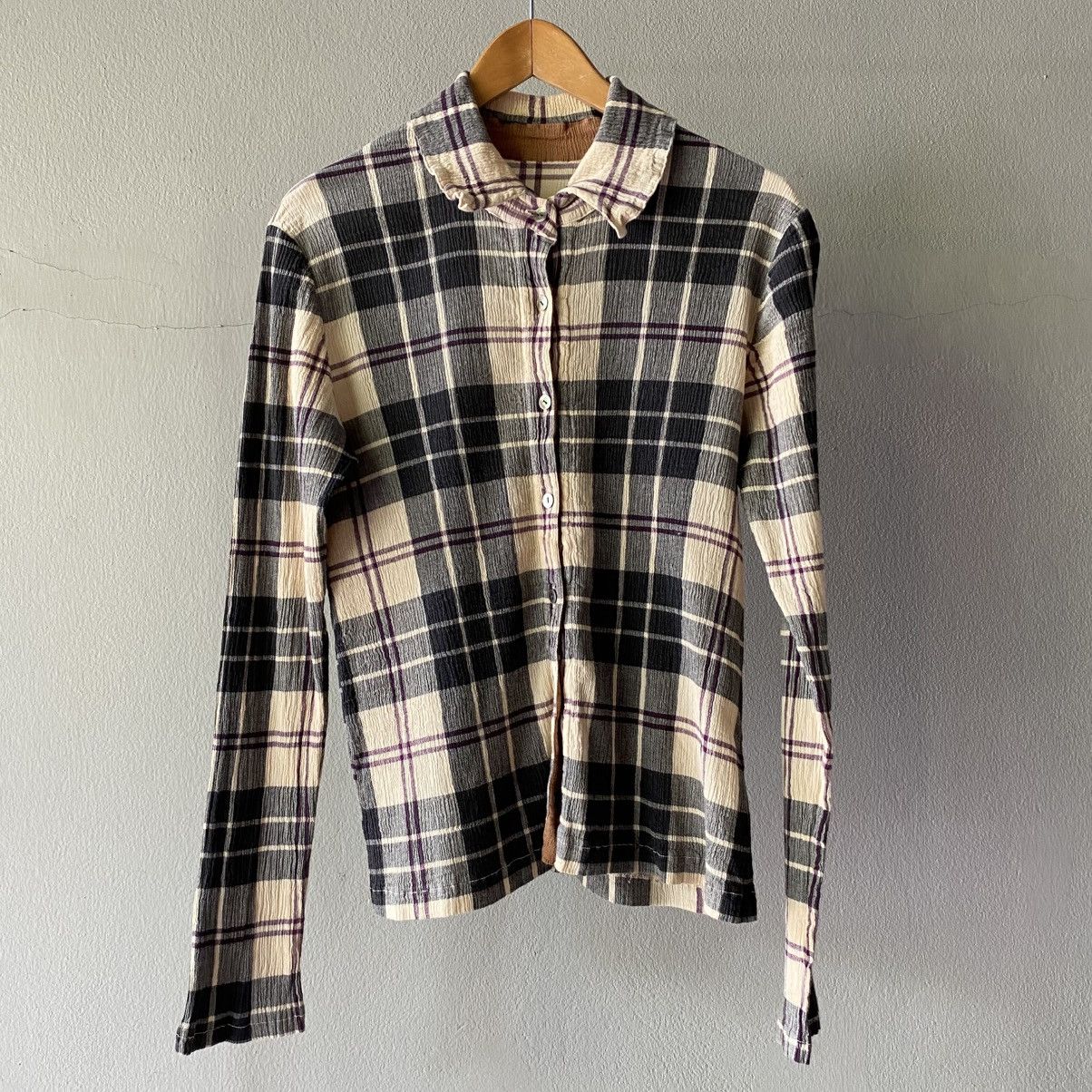 Tsumori Chisato Tsumori Chisato Multi-Color Stretch Check Pleated Shirt Size US S / EU 44-46 / 1 - 17 Thumbnail